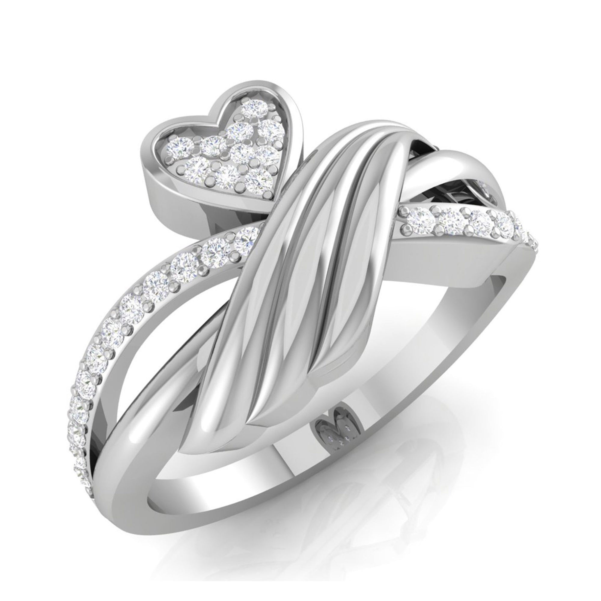 Sterling Silver Crossover Heart Ring
