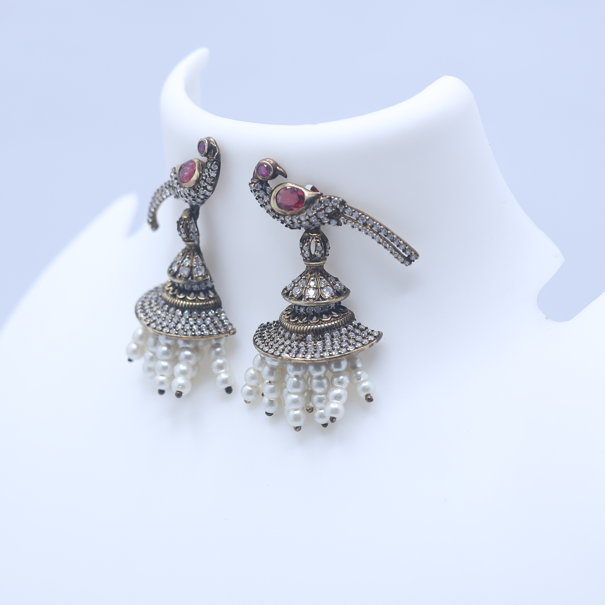 Pink Ruby Peacock Jhumka