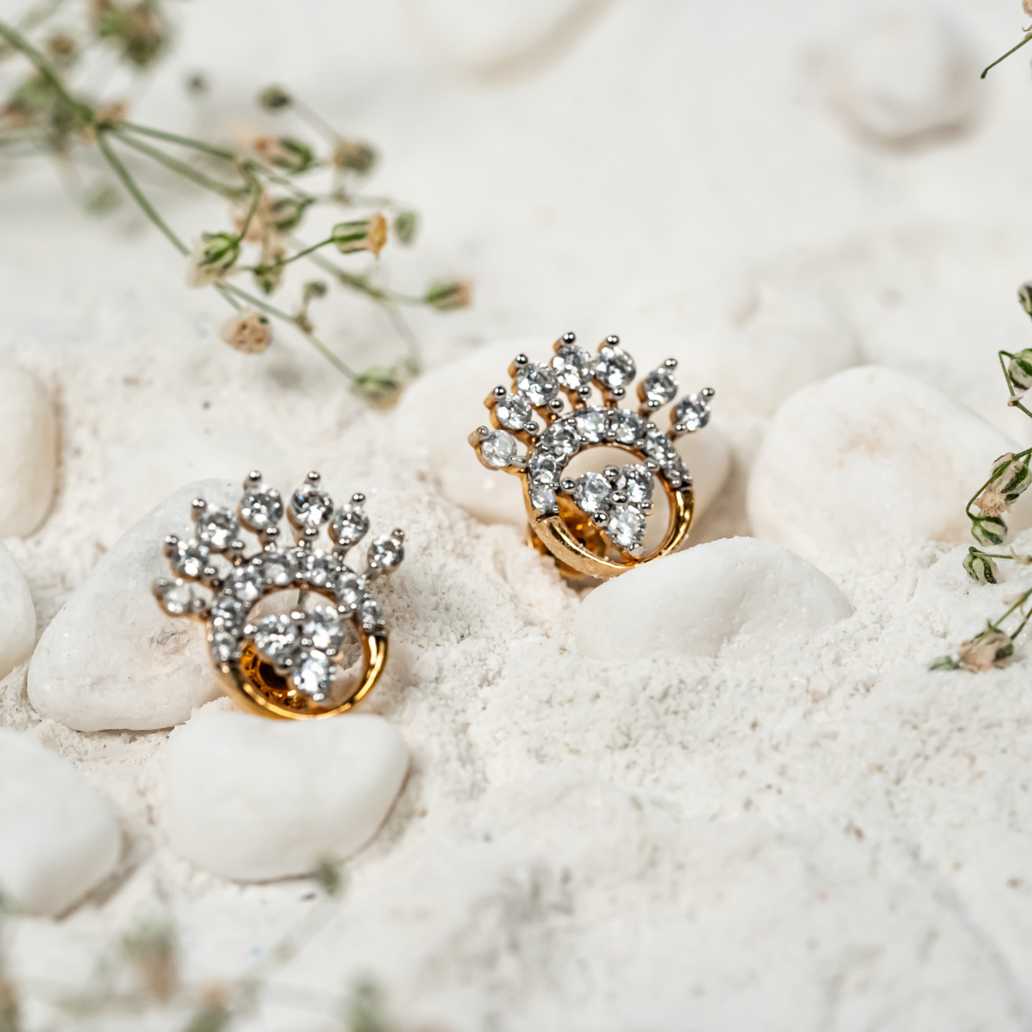 Silver Ethnic Stud Earrings