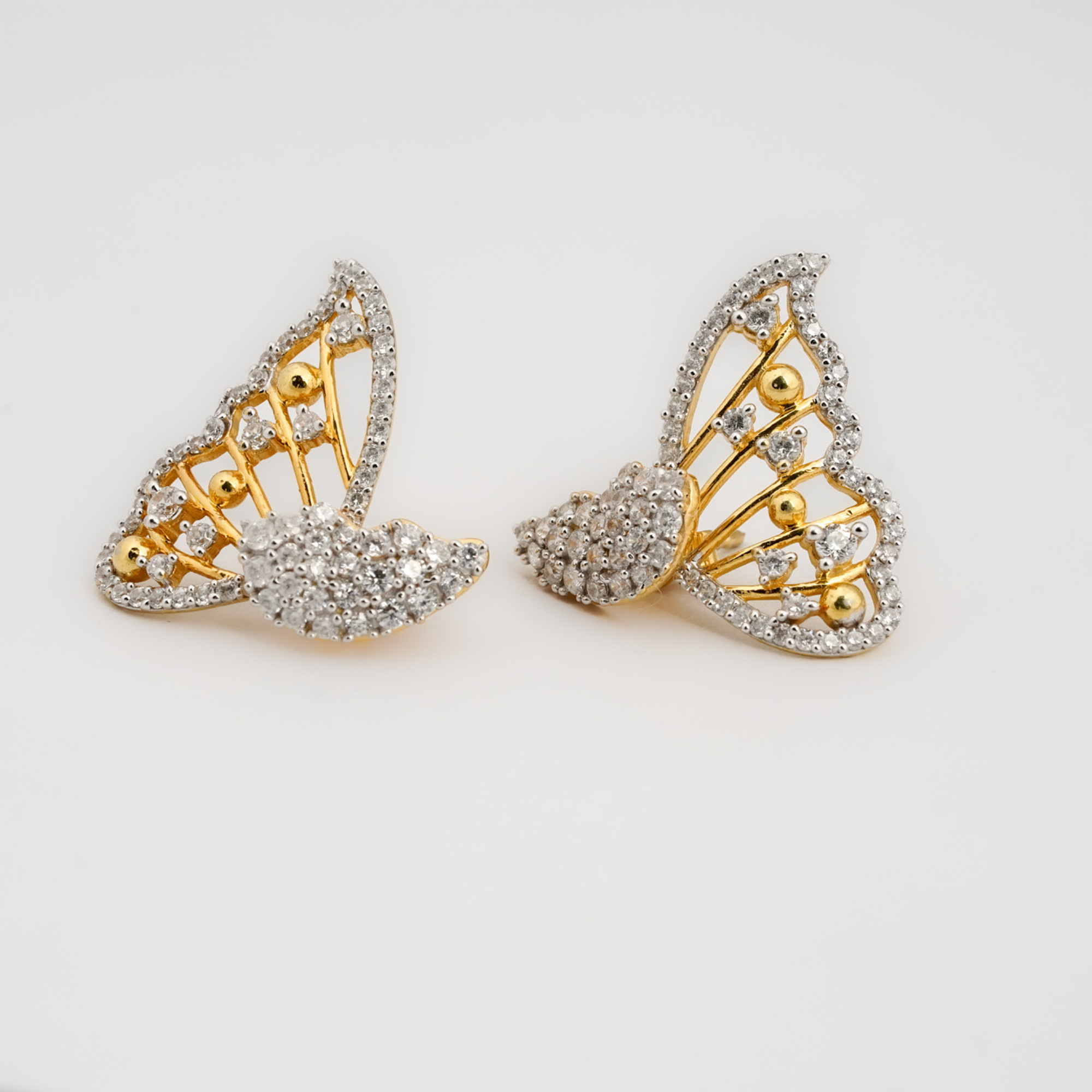 Elegant Butterfly Wing Silver Yellow Gold Earring For Women