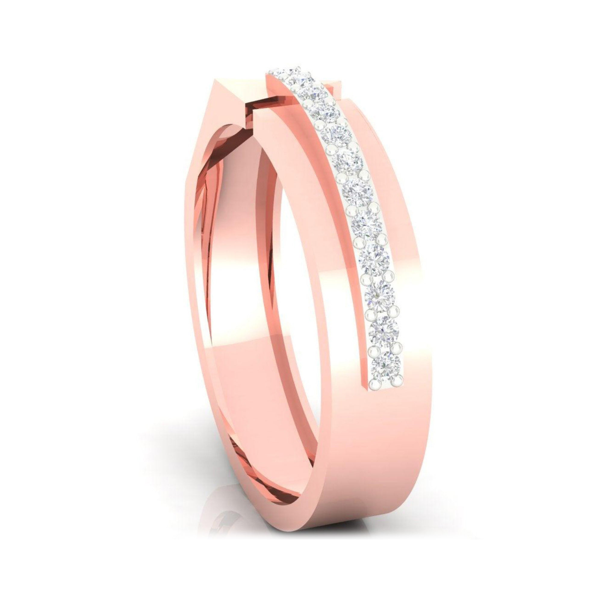 Rose Gold Couple Band Ring Set