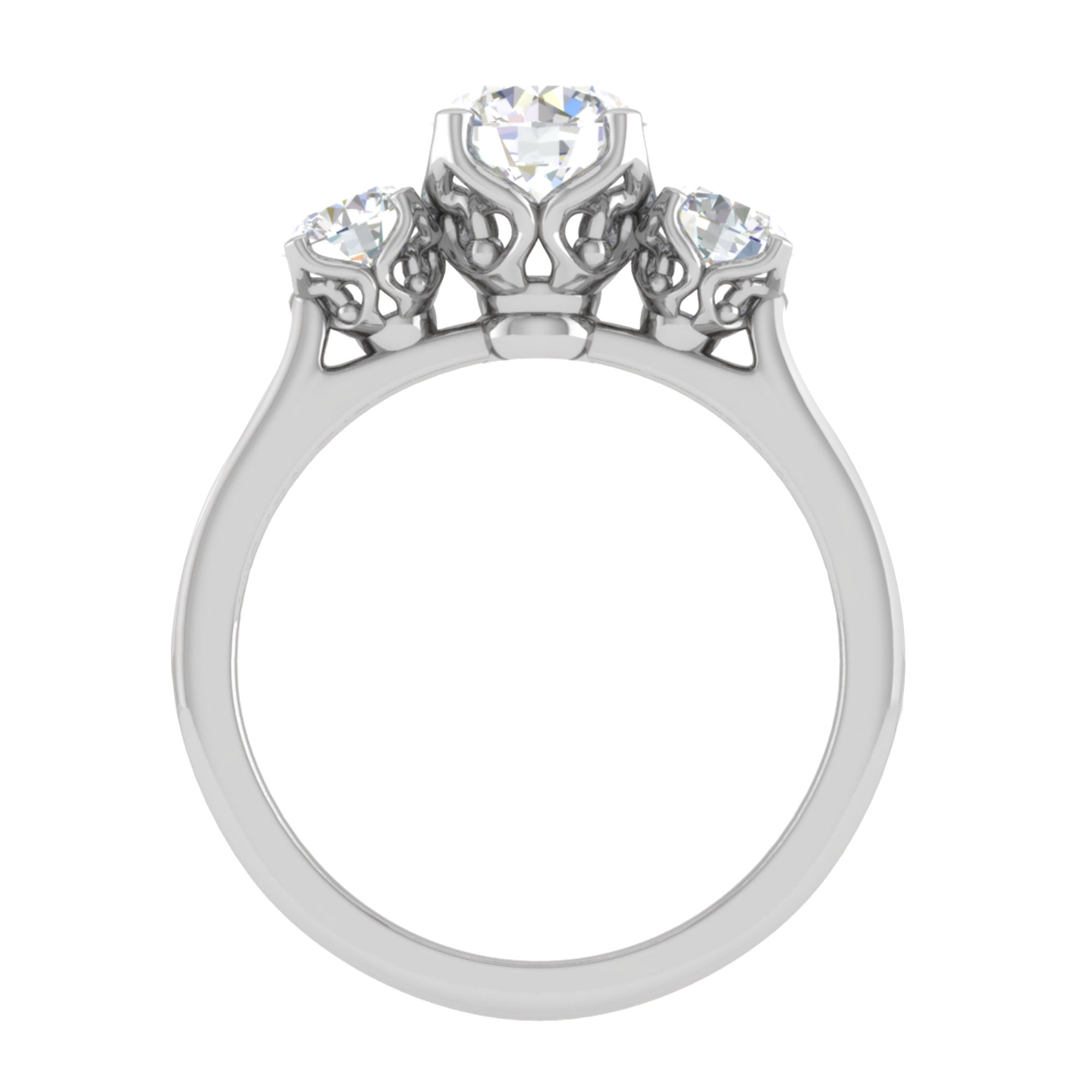 Elegant Trilogy Round Stone Ring