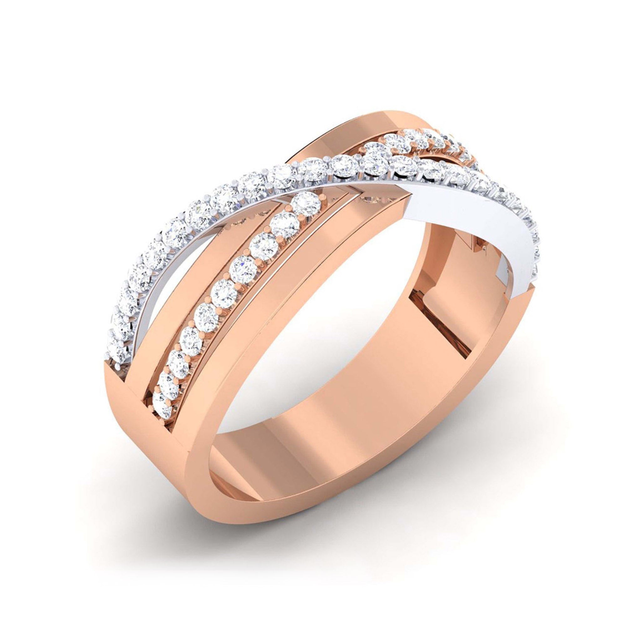 Elegant Rose Gold Crossover Ring