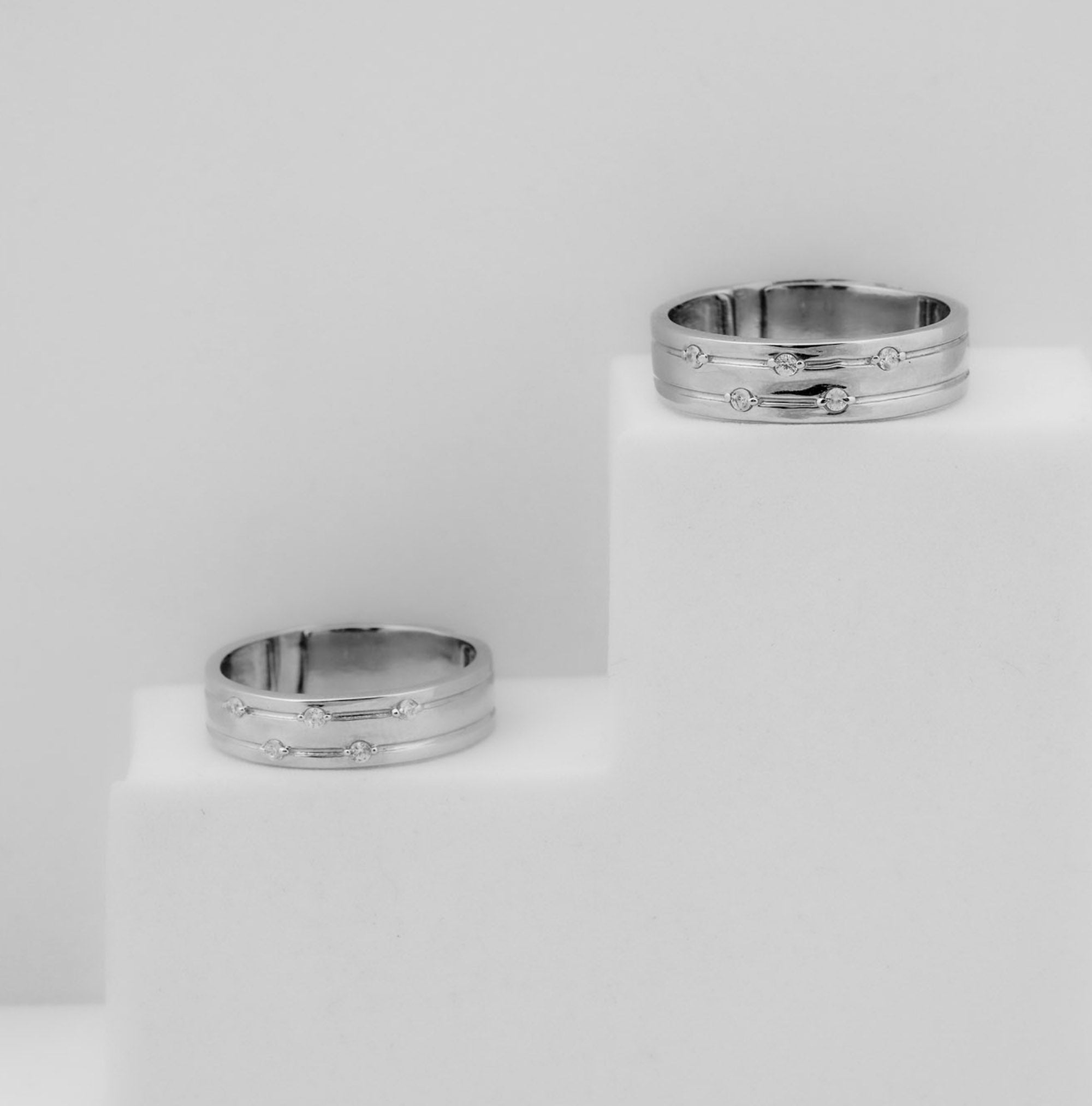 Modern Couple Diamond Band