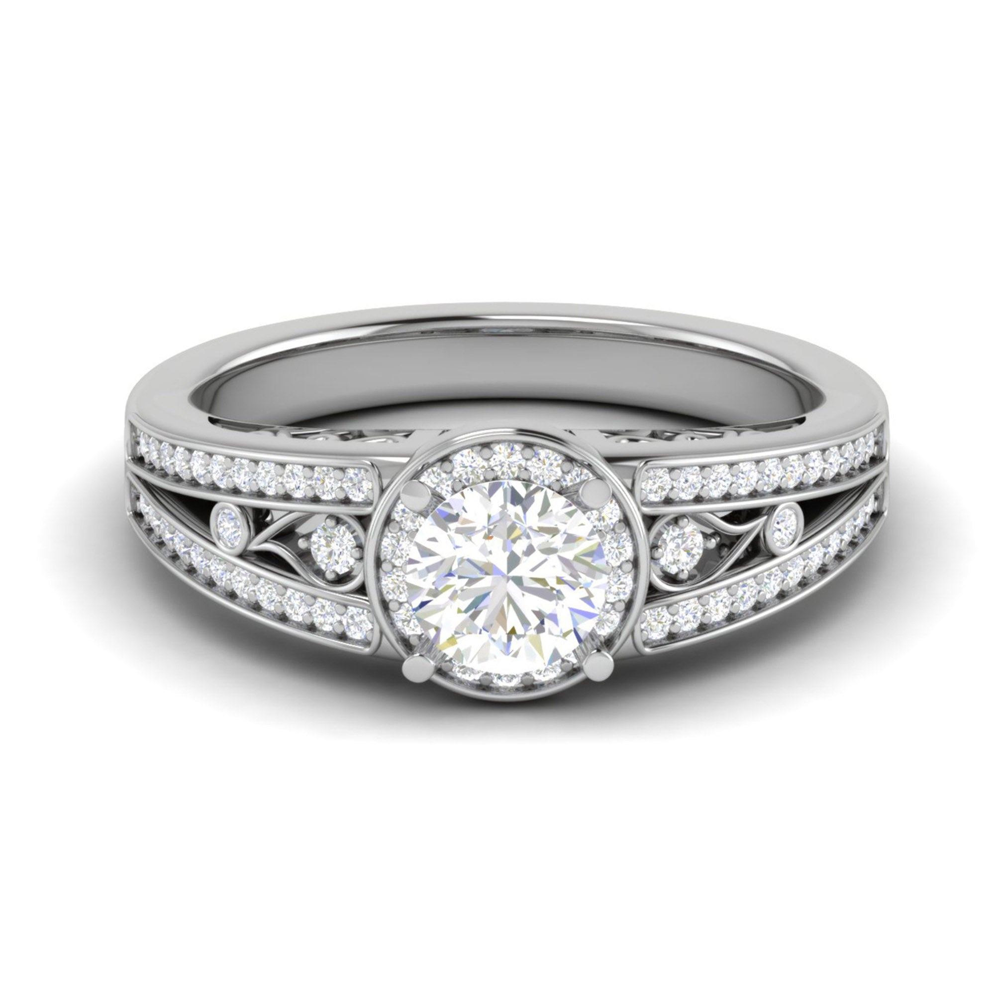 Round Diamond Halo Engagement Ring