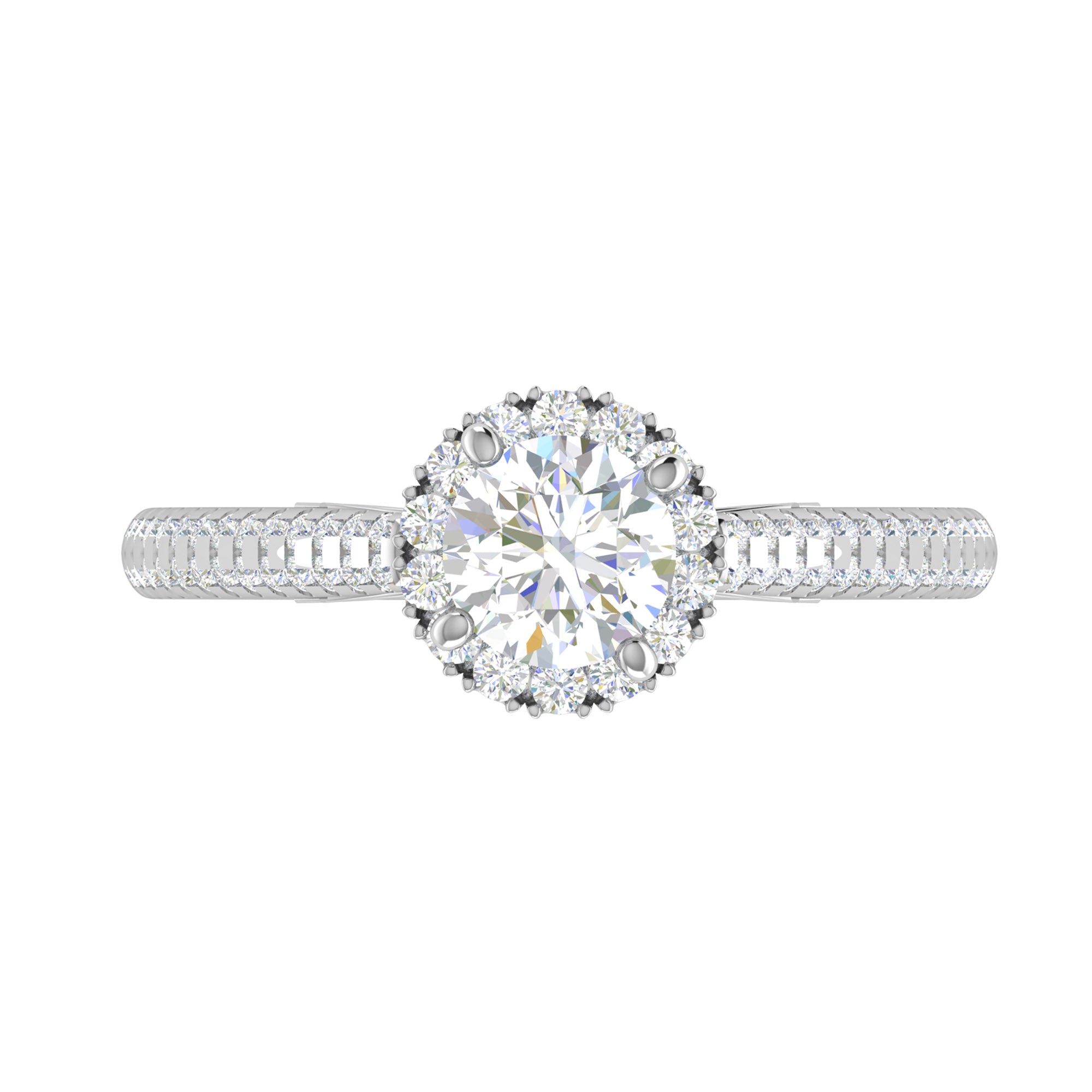 White Gold Plated Round Halo Ring