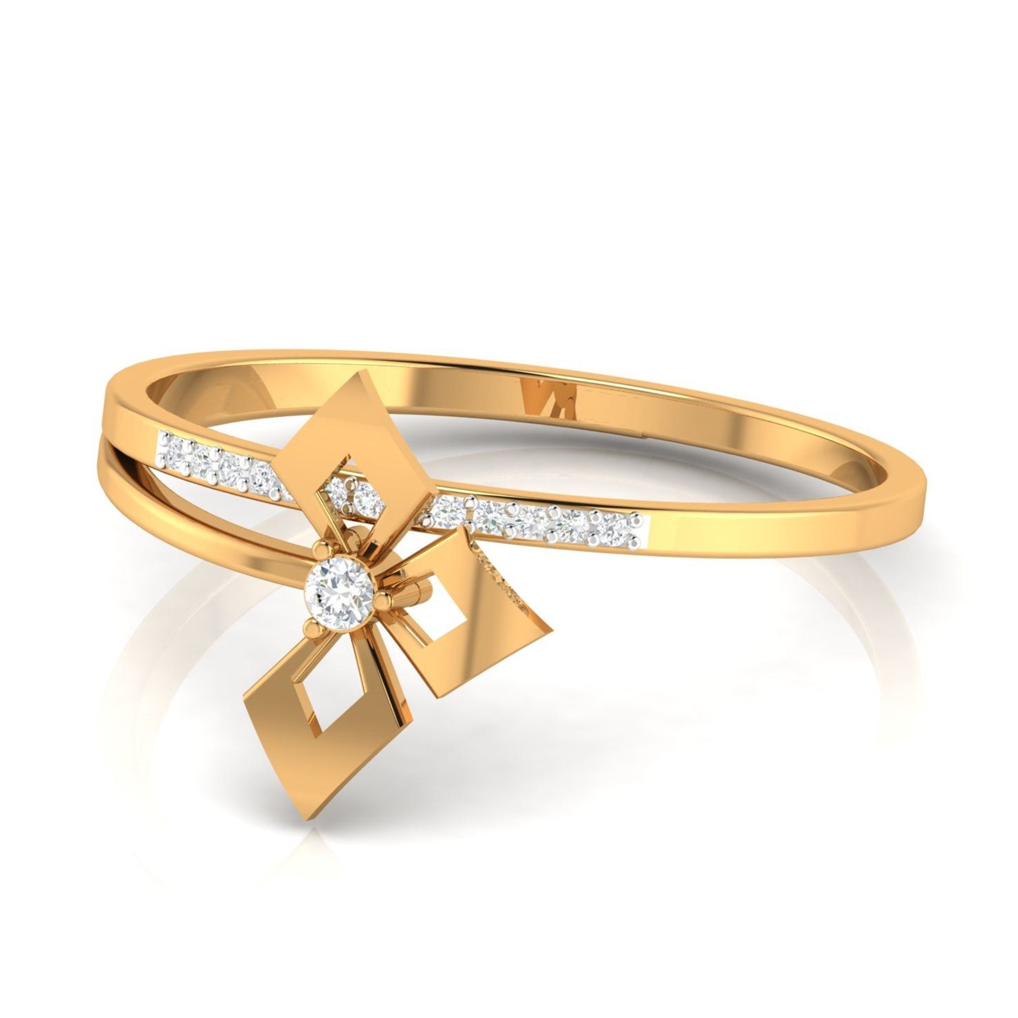 Geometric Floral Diamond Ring