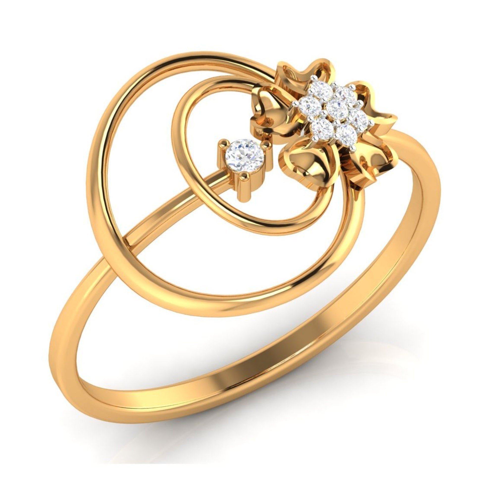 Unique Floral Swirl Diamond Ring
