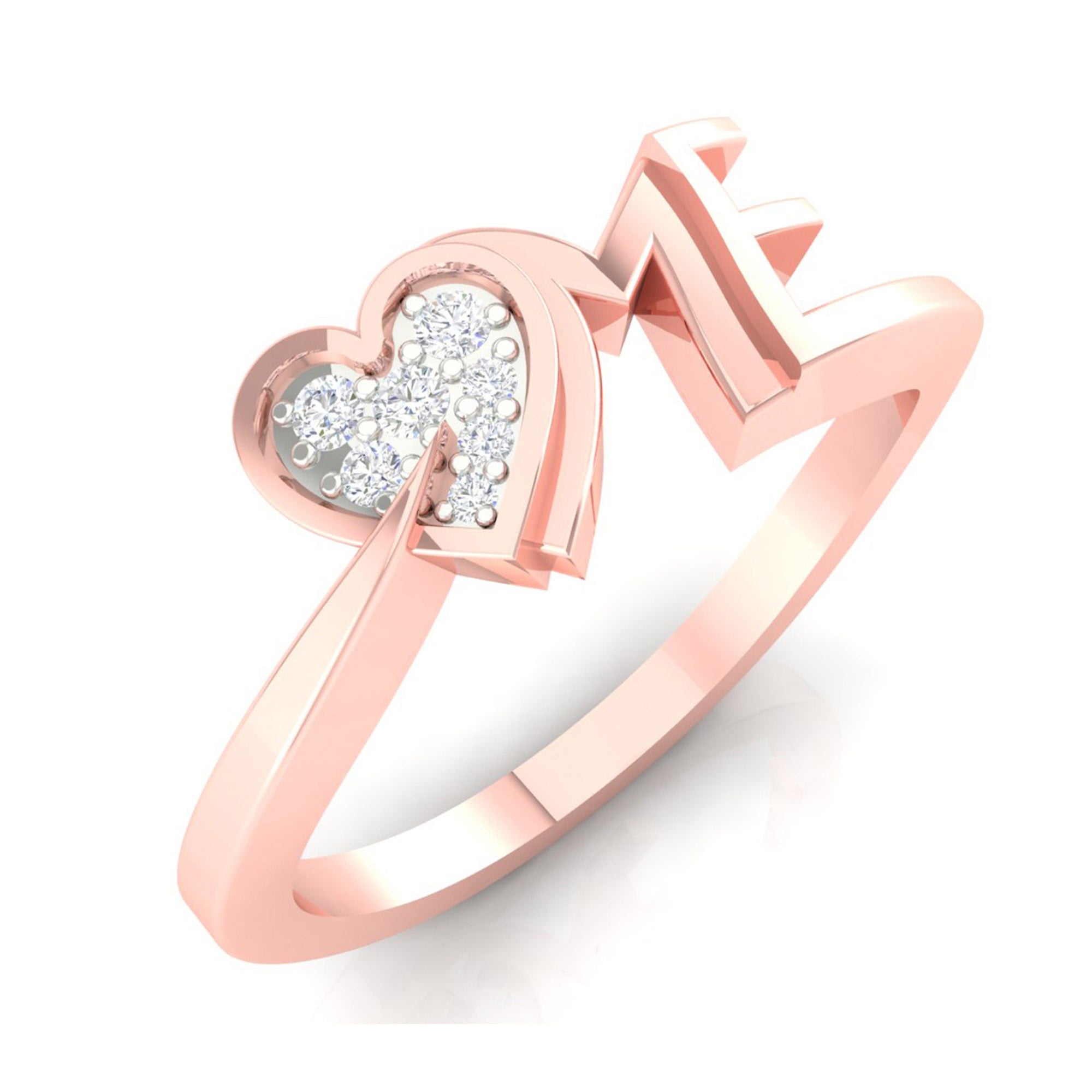 Heart LOVE ME Ring in Rose Gold