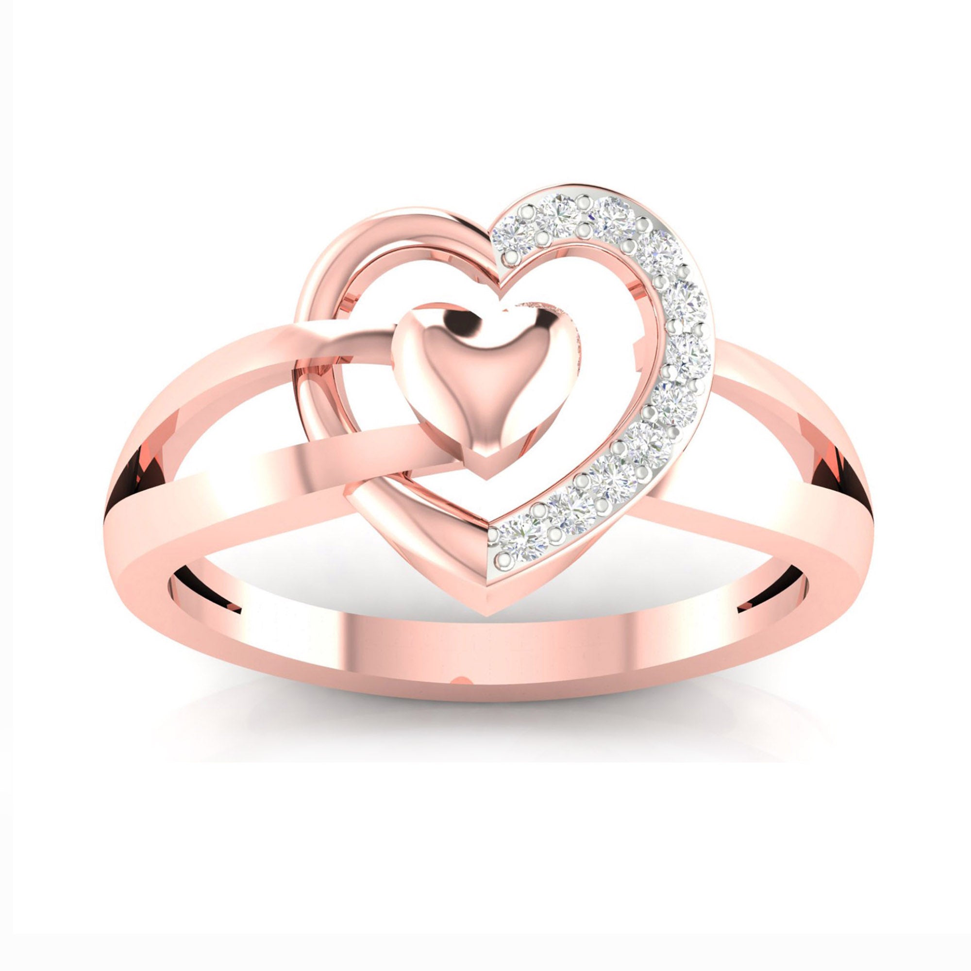 Overlapping Rose Gold Heart Ring