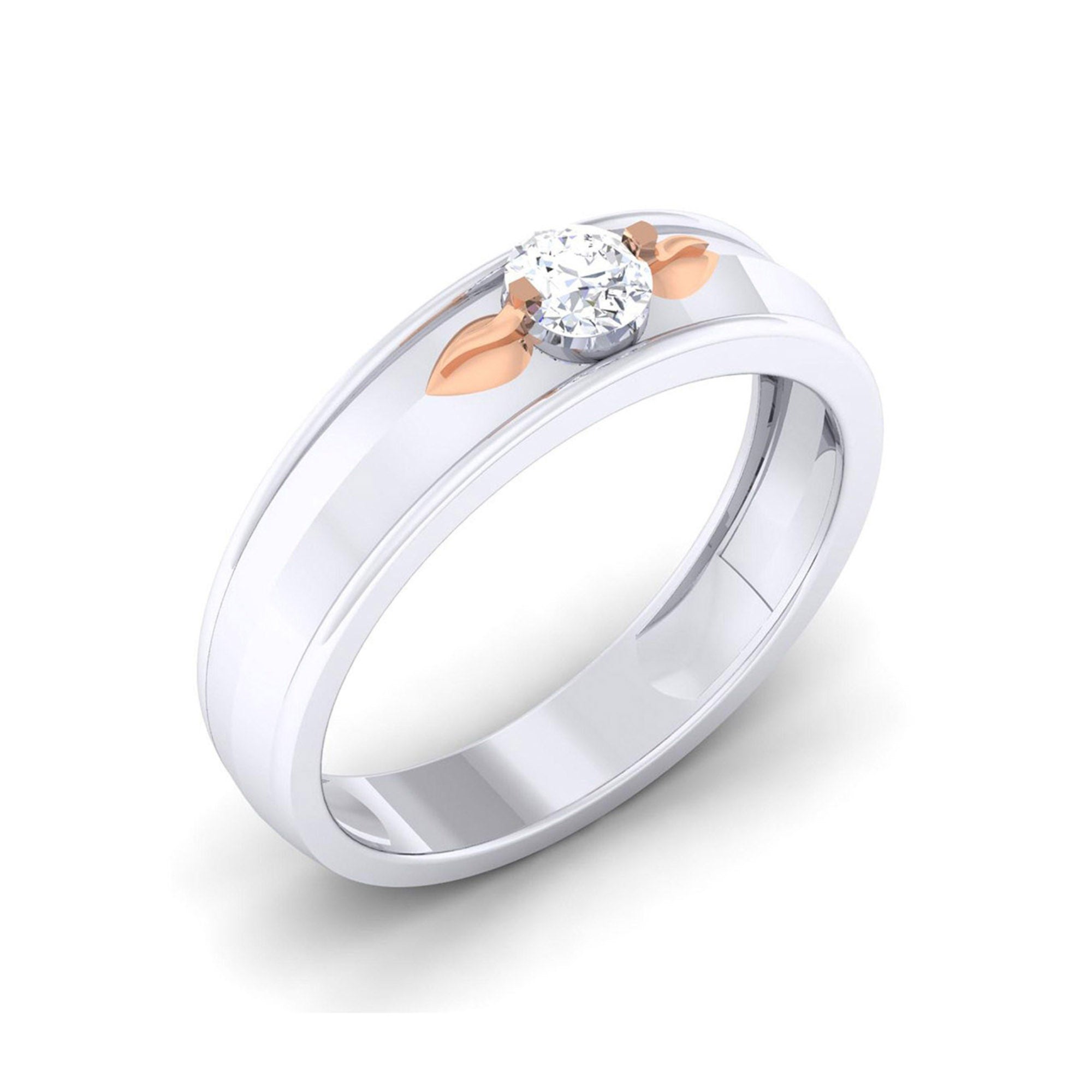 Sterling Silver Leaf Accent Band