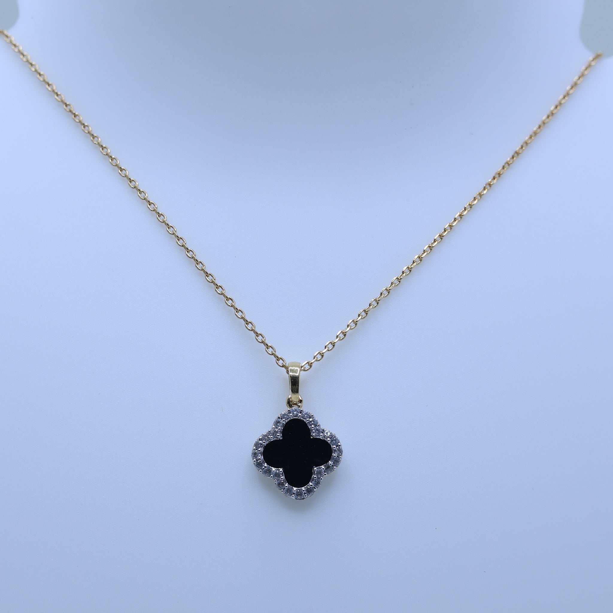 Yellow Gold Plated Black Enamel Pendant