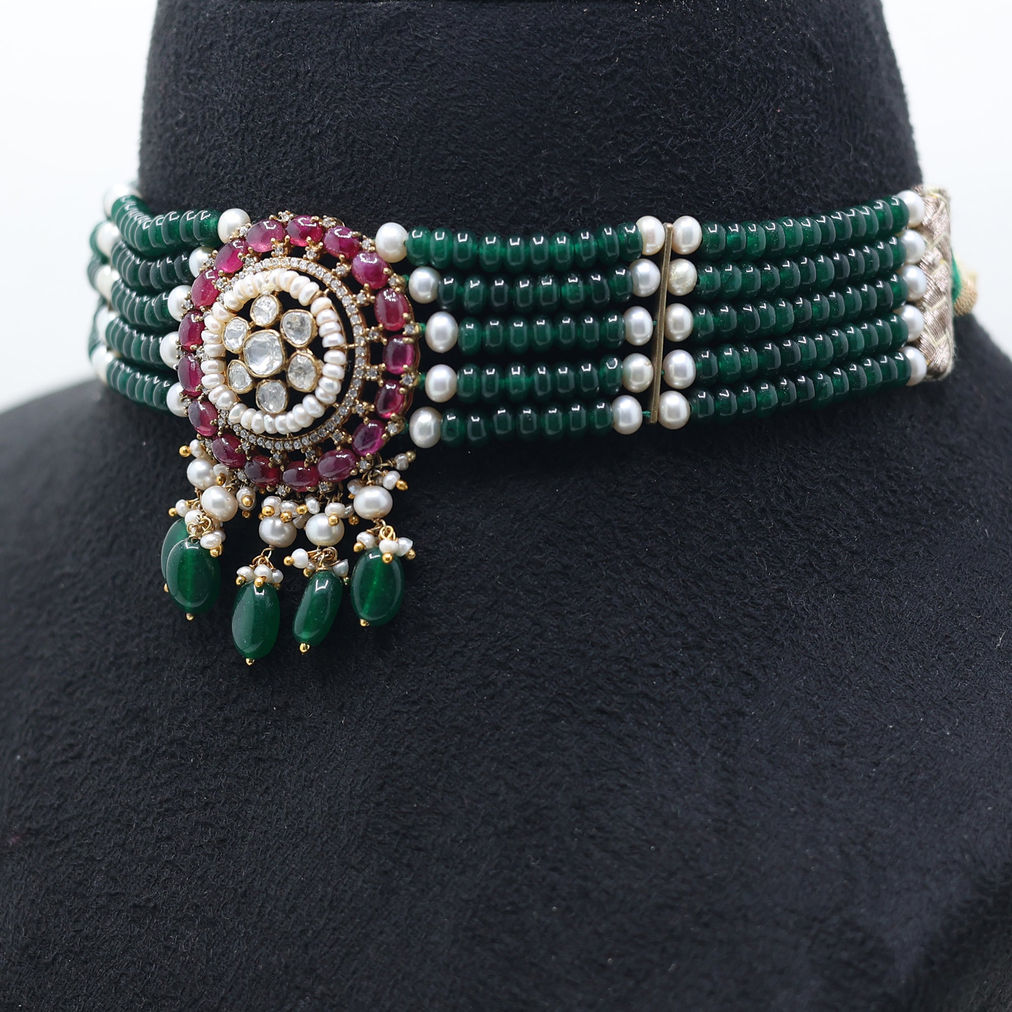 Ethnic Polki Bead Choker Necklace