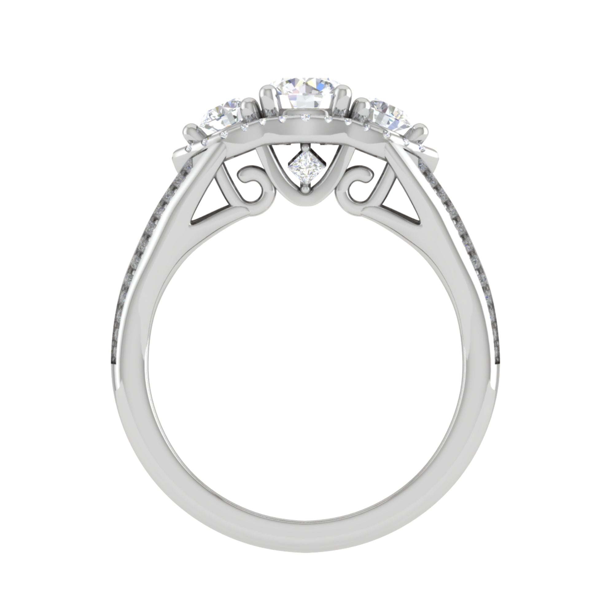 Three Stone Split Shank Ring