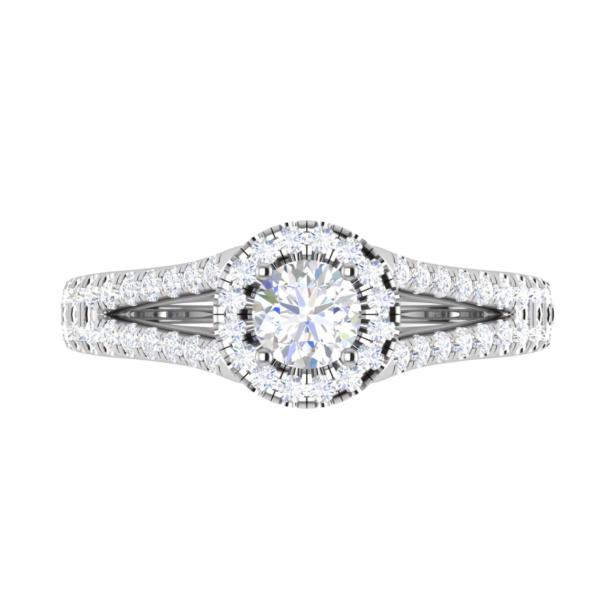 Split Shank Halo Engagement Ring