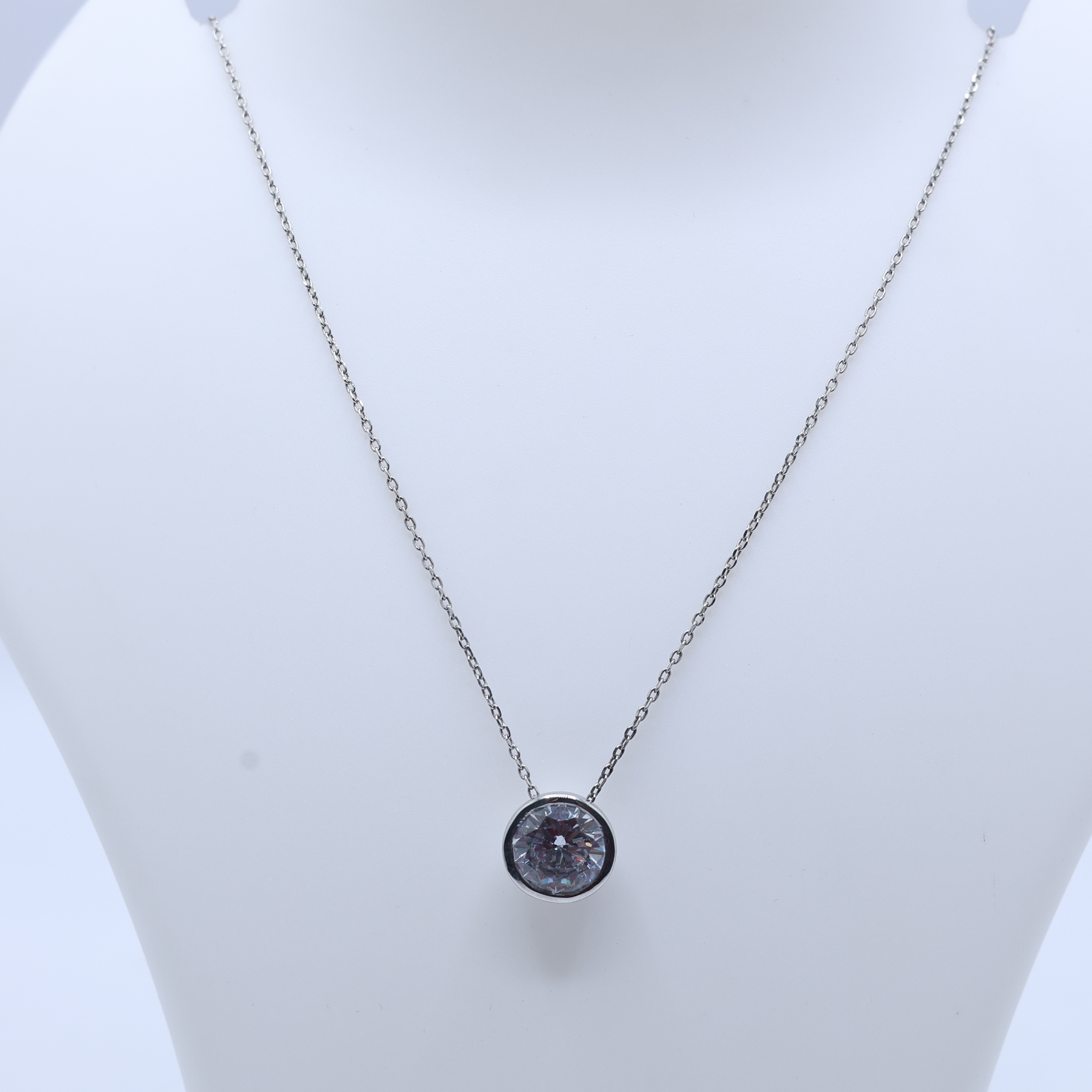 Sterling Silver Round Cut Diamond Pendant