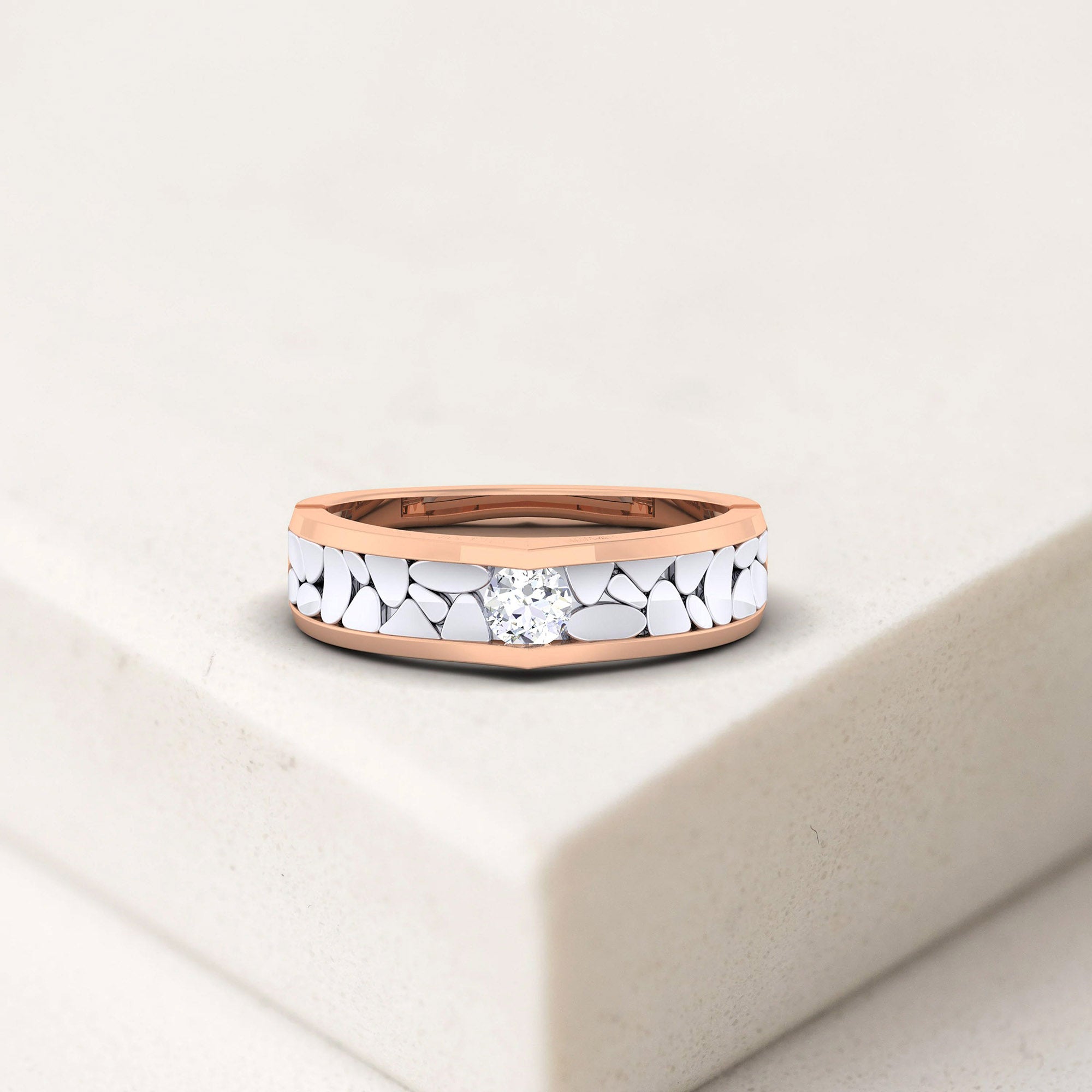 Adjustable Unique Silver Rose Gold Pebble Band