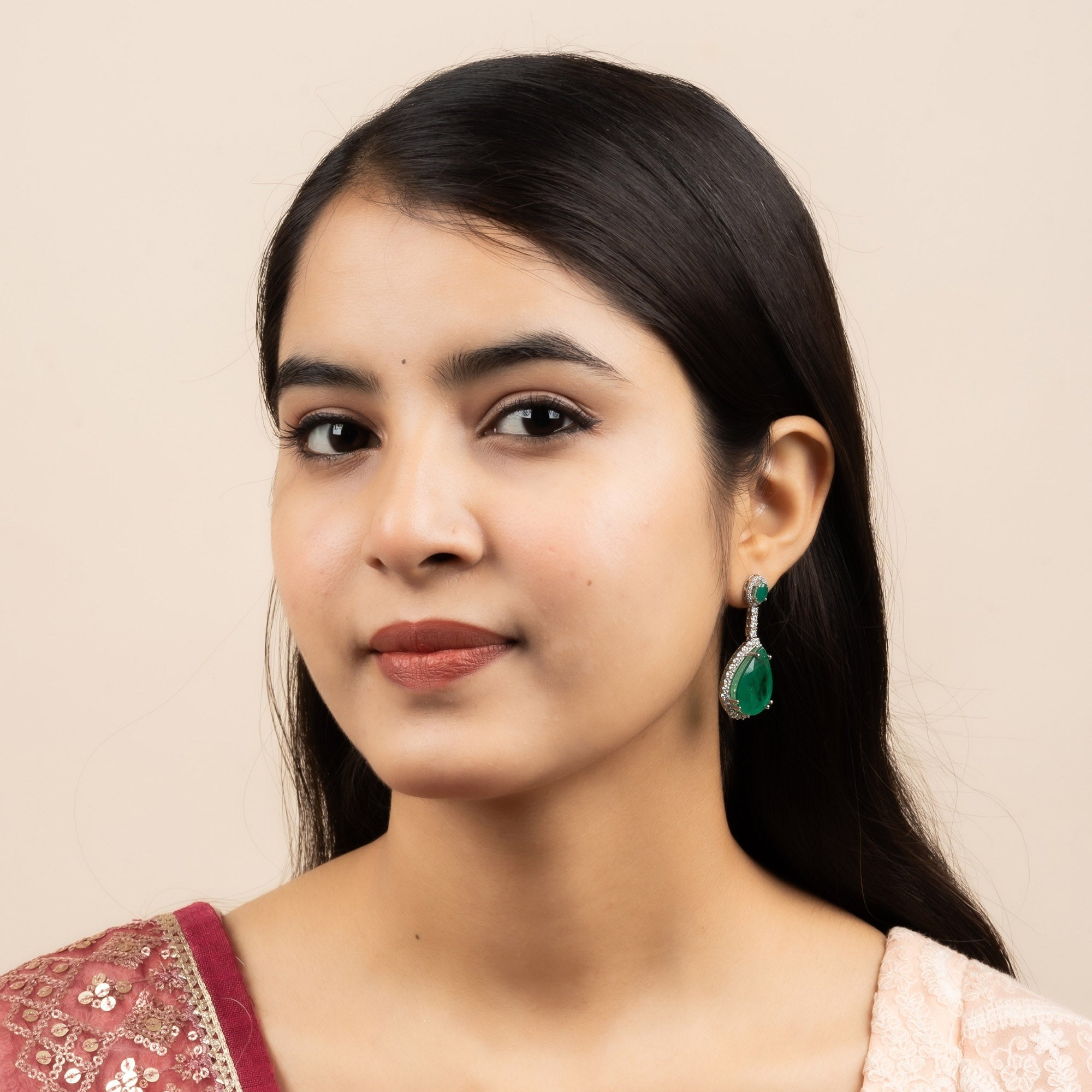Teardrop Emerald Earring
