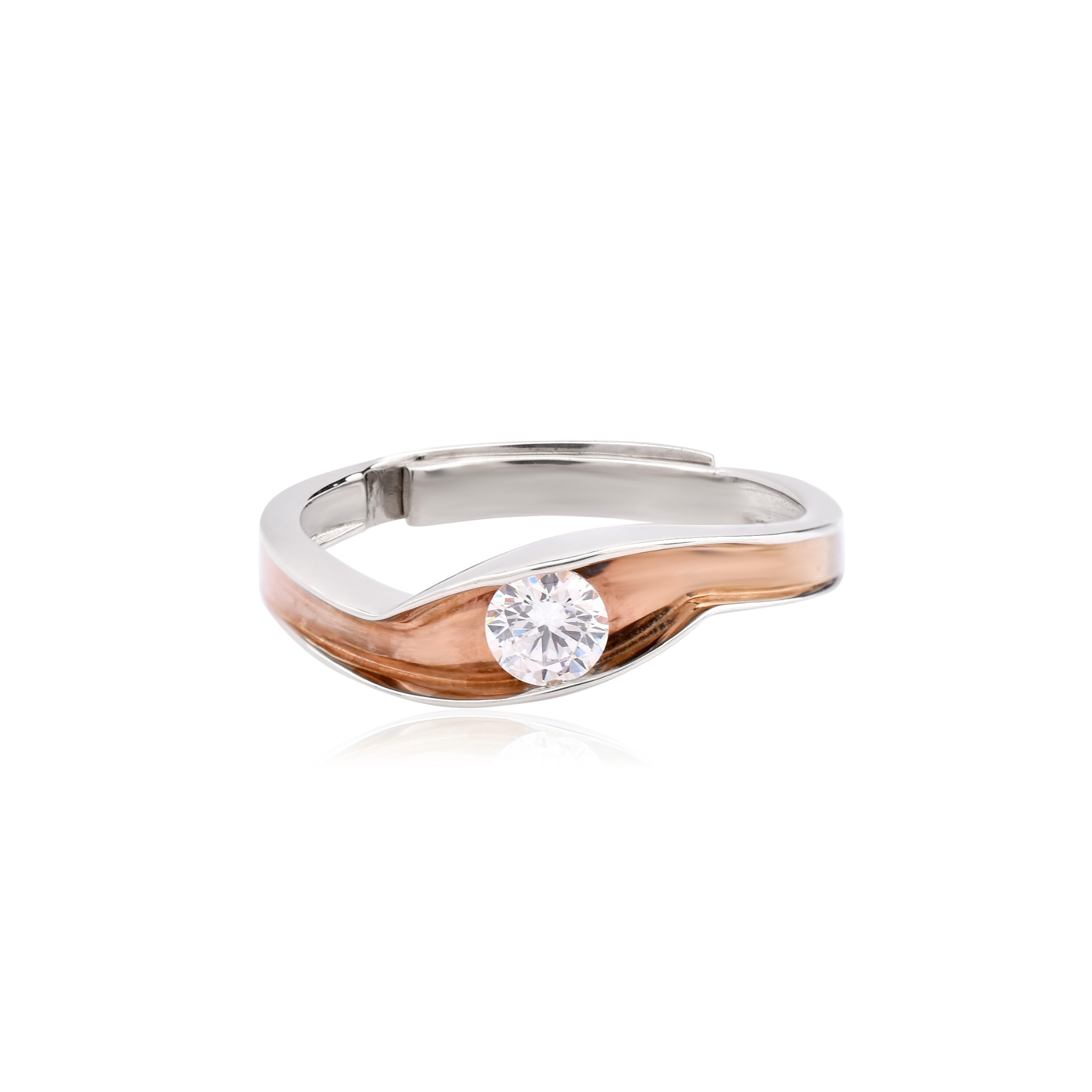 Adjustable Stylish Silver  Rose & White Gold Two-Tone Band