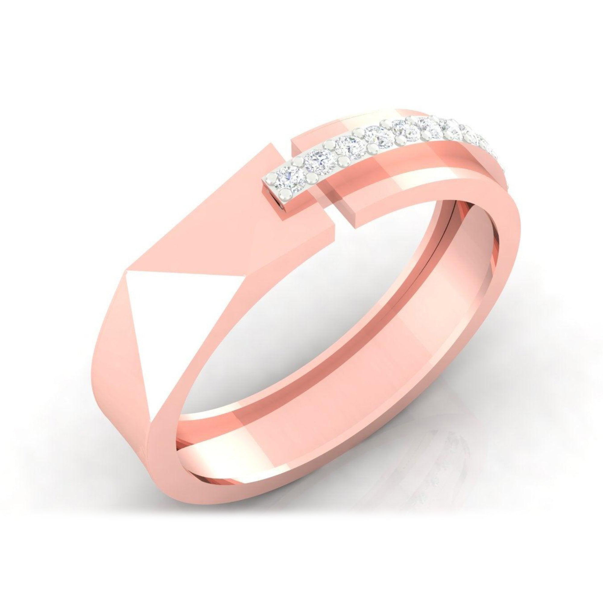 Rose Gold Couple Band Ring Set