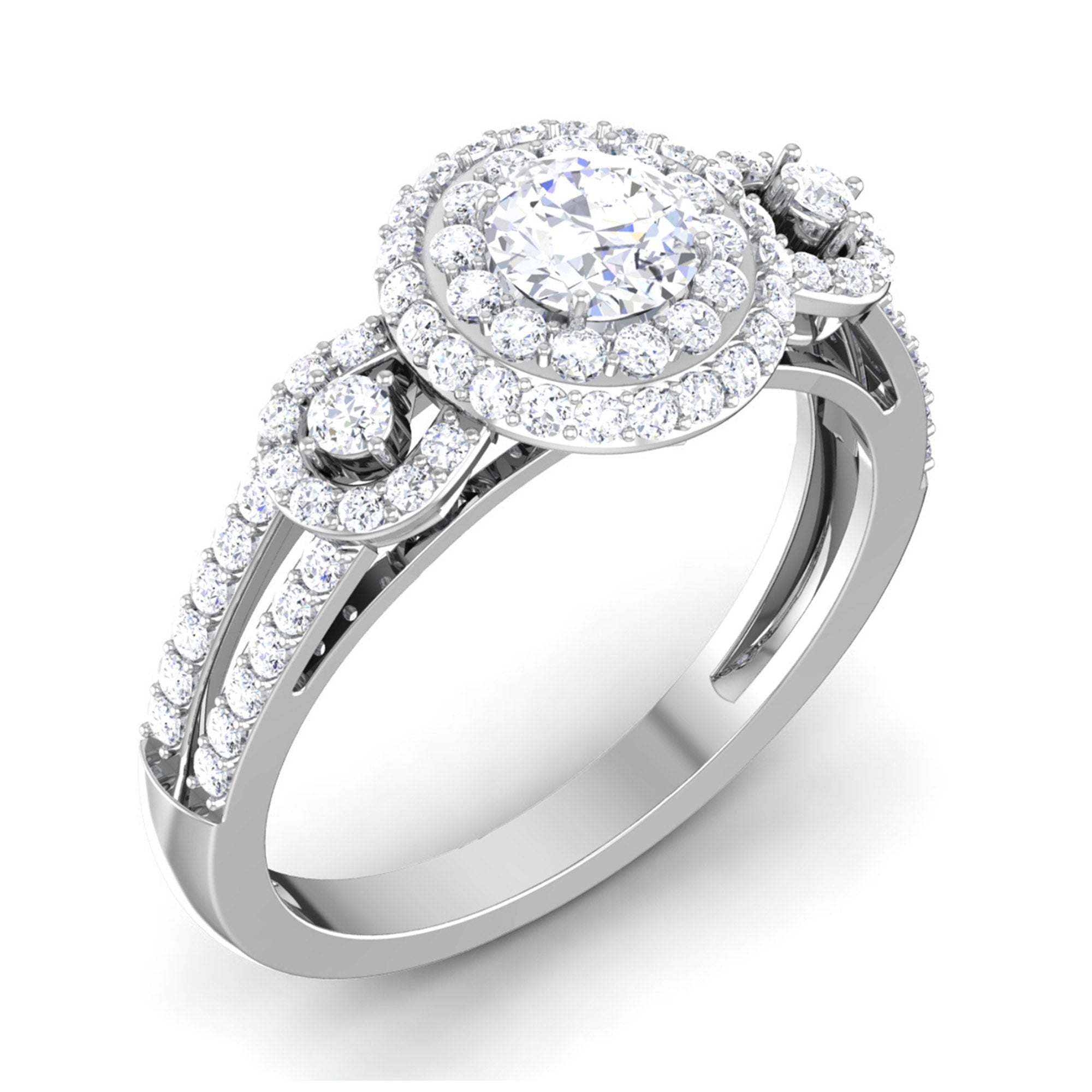 Double Halo Sparkling Bridal Ring