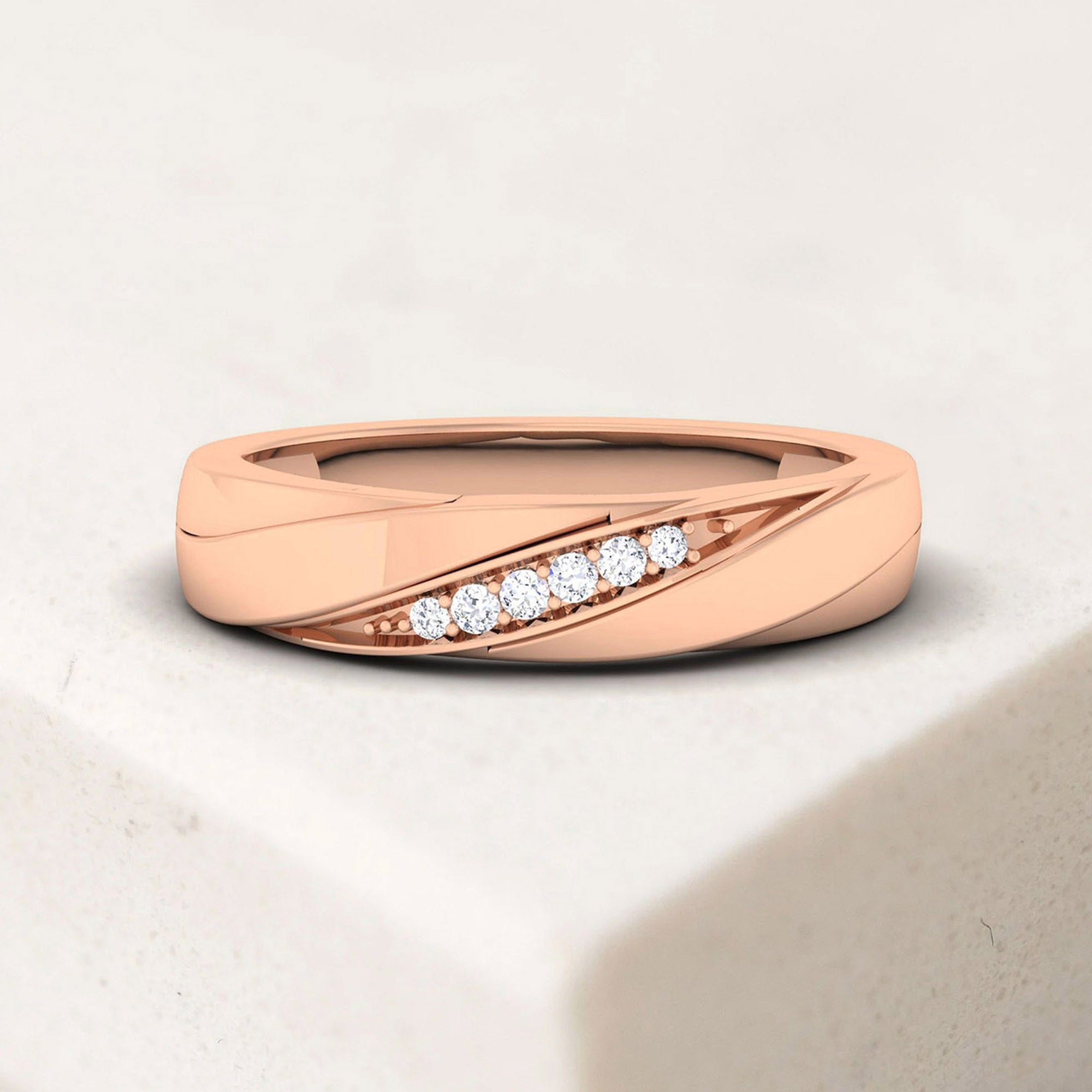 Rose Gold Channel Set Women Band