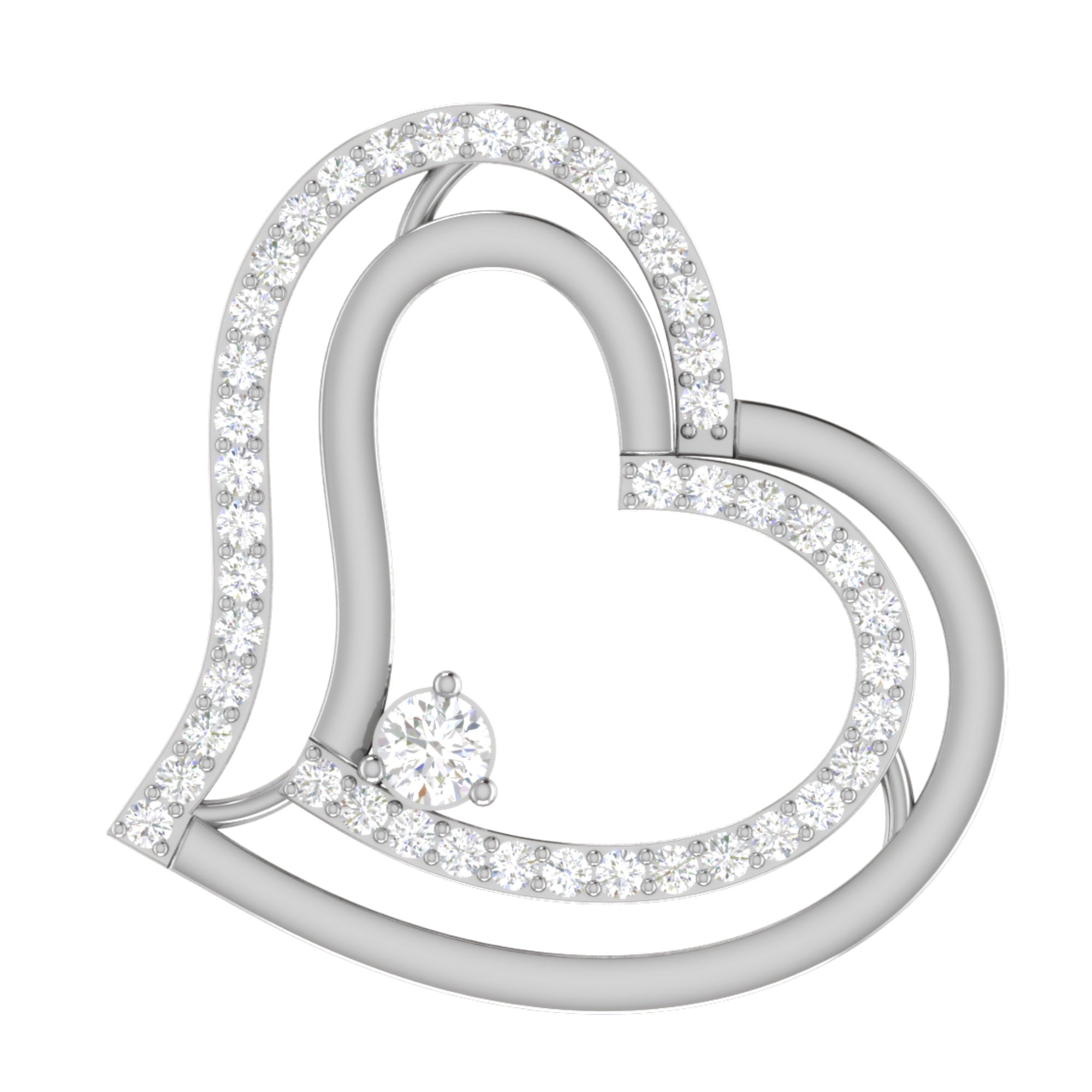 Twin Hearts Embrace Silver Pendant