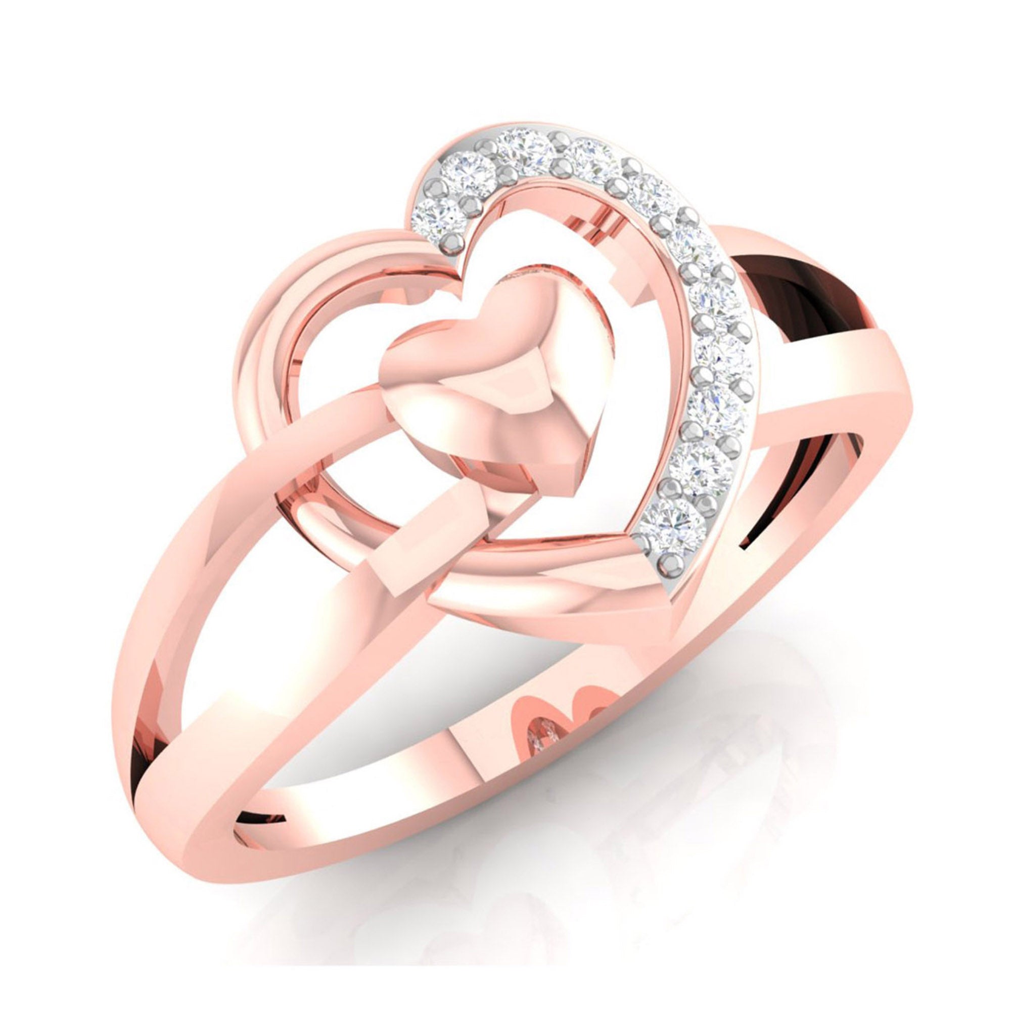 Overlapping Rose Gold Heart Ring