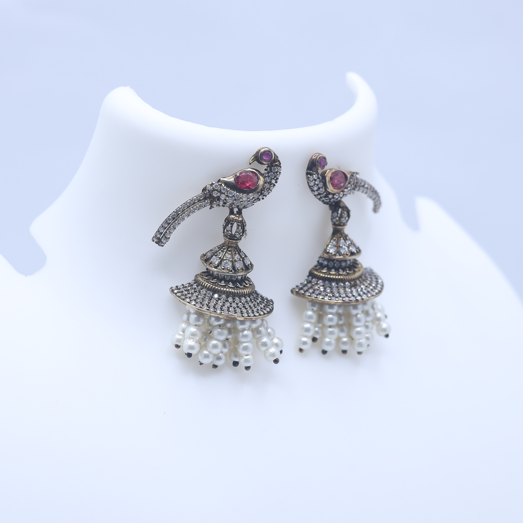 Pink Ruby Peacock Jhumka
