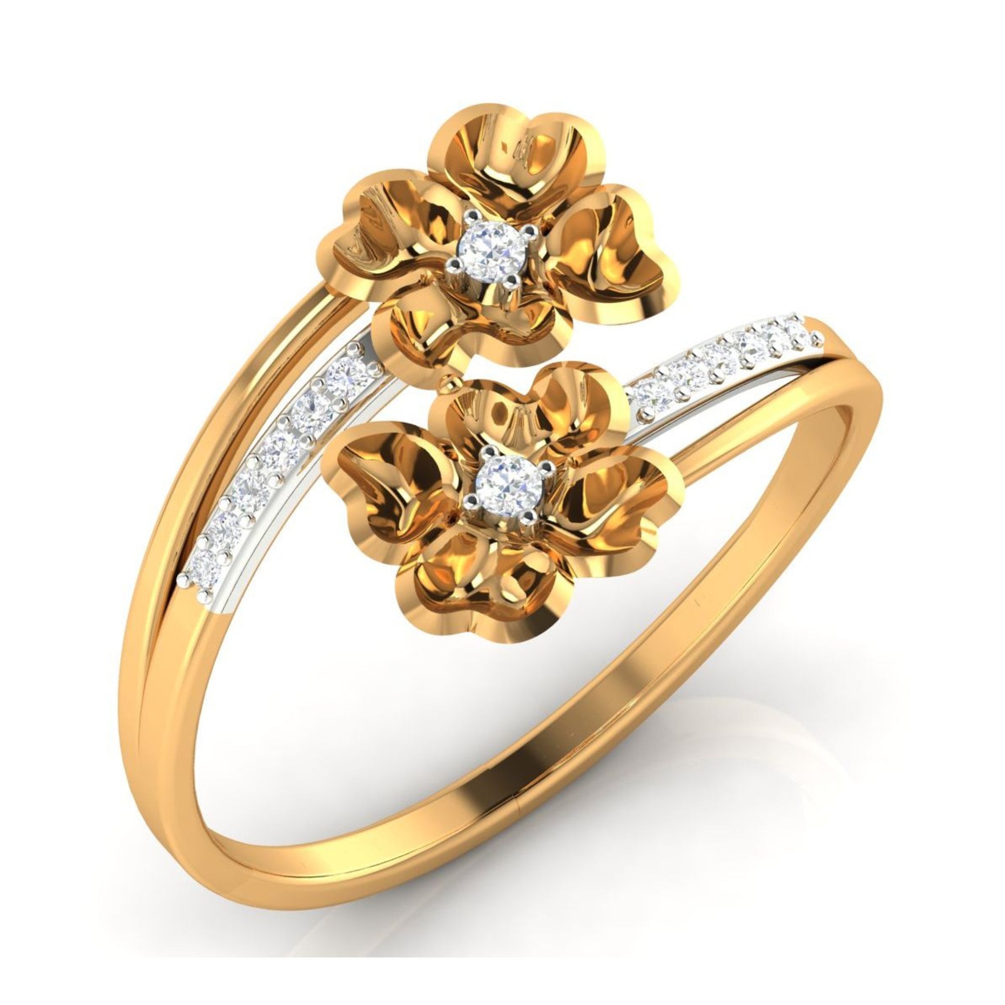 Dual Floral Open Style Ring