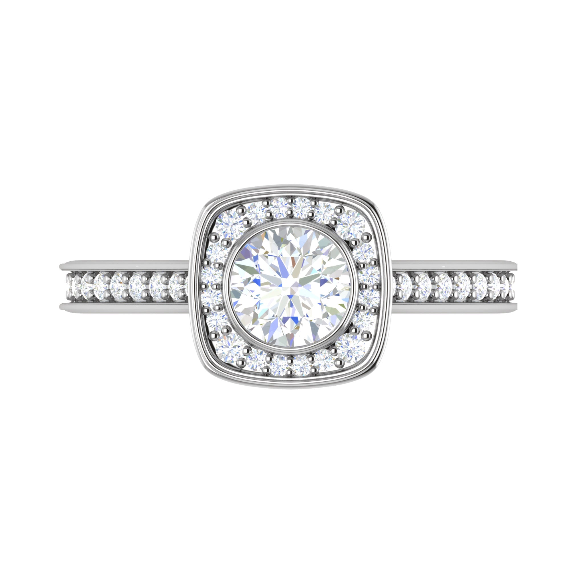 Bridal Silver Solitaire Halo Ring