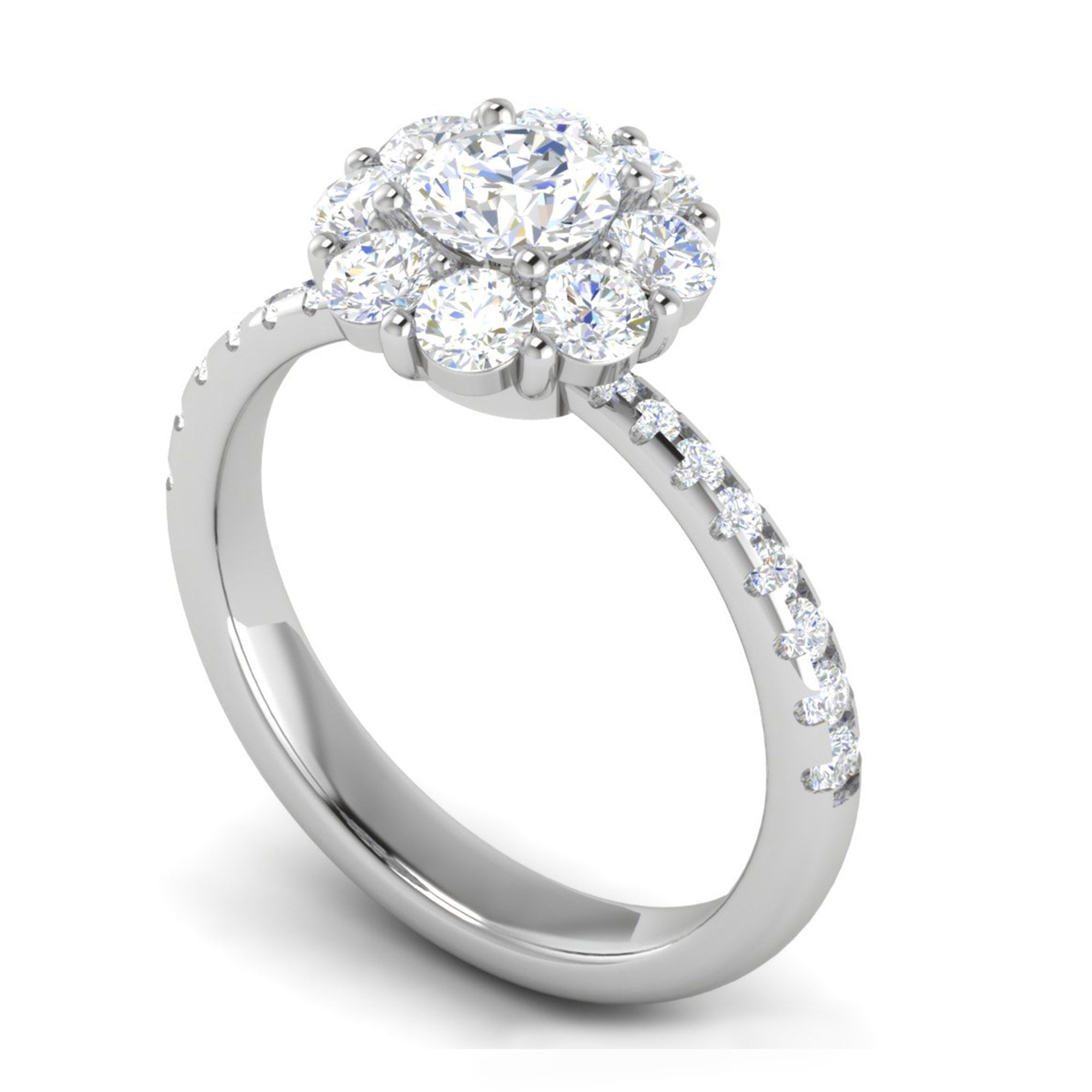 Classic Floral Halo Diamond Ring