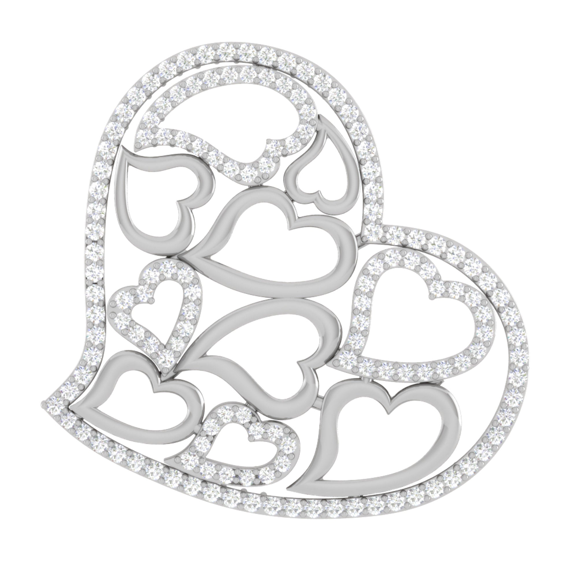 White Gold Multi Heart Pendant