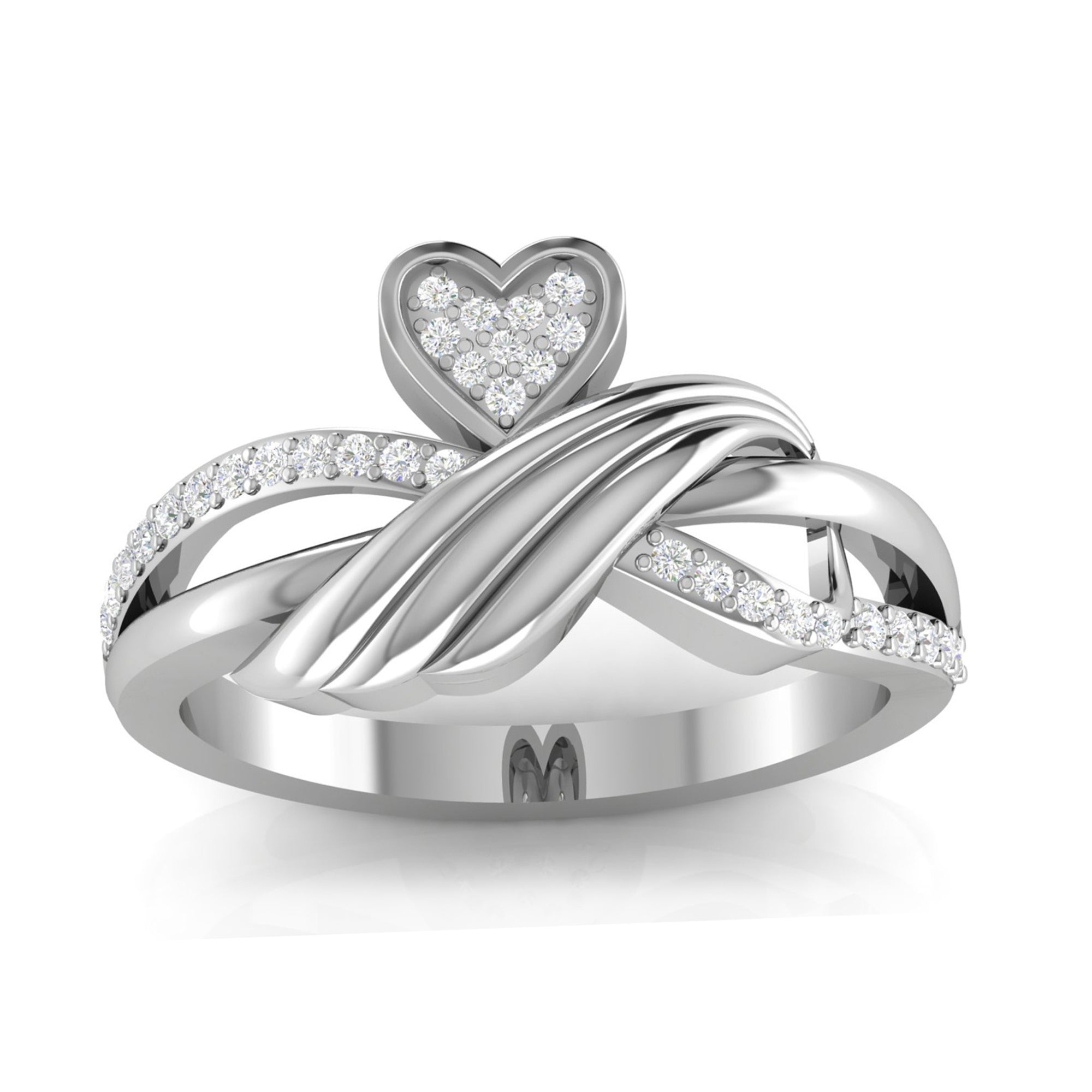Sterling Silver Crossover Heart Ring