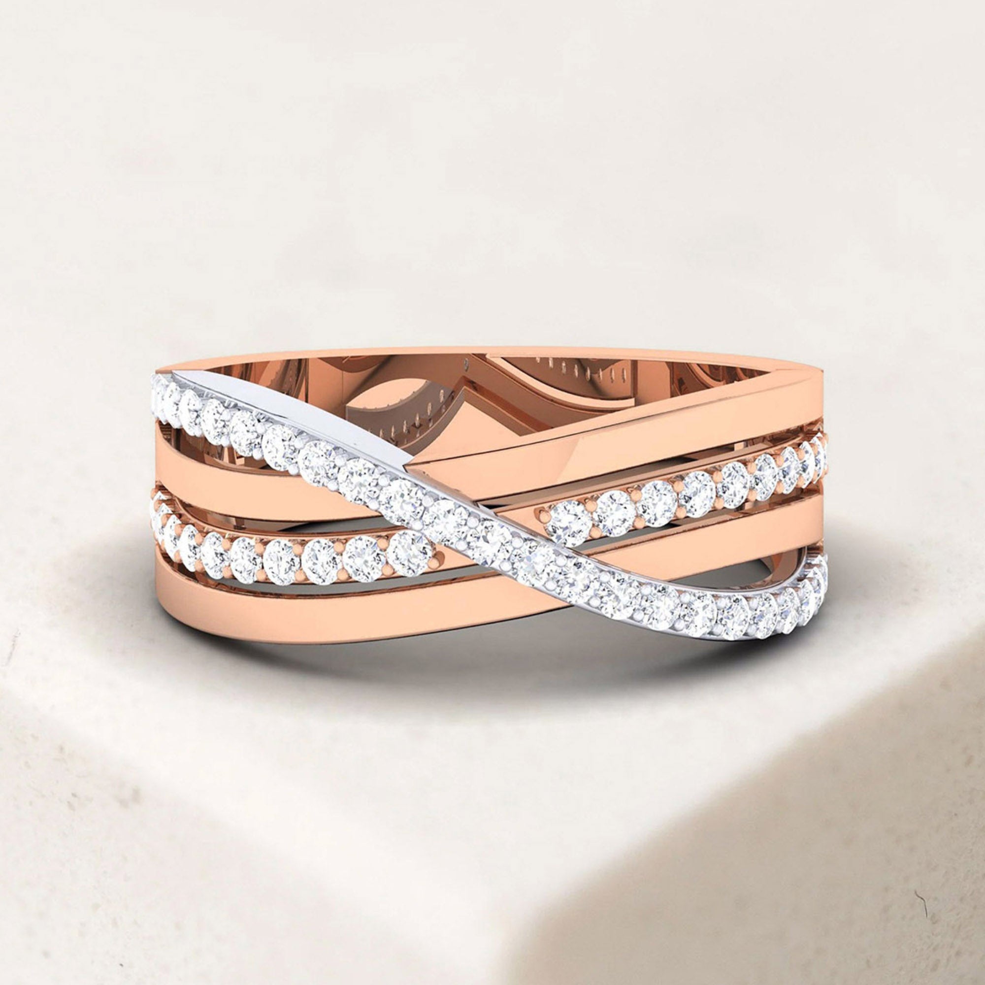 Elegant Rose Gold Crossover Ring