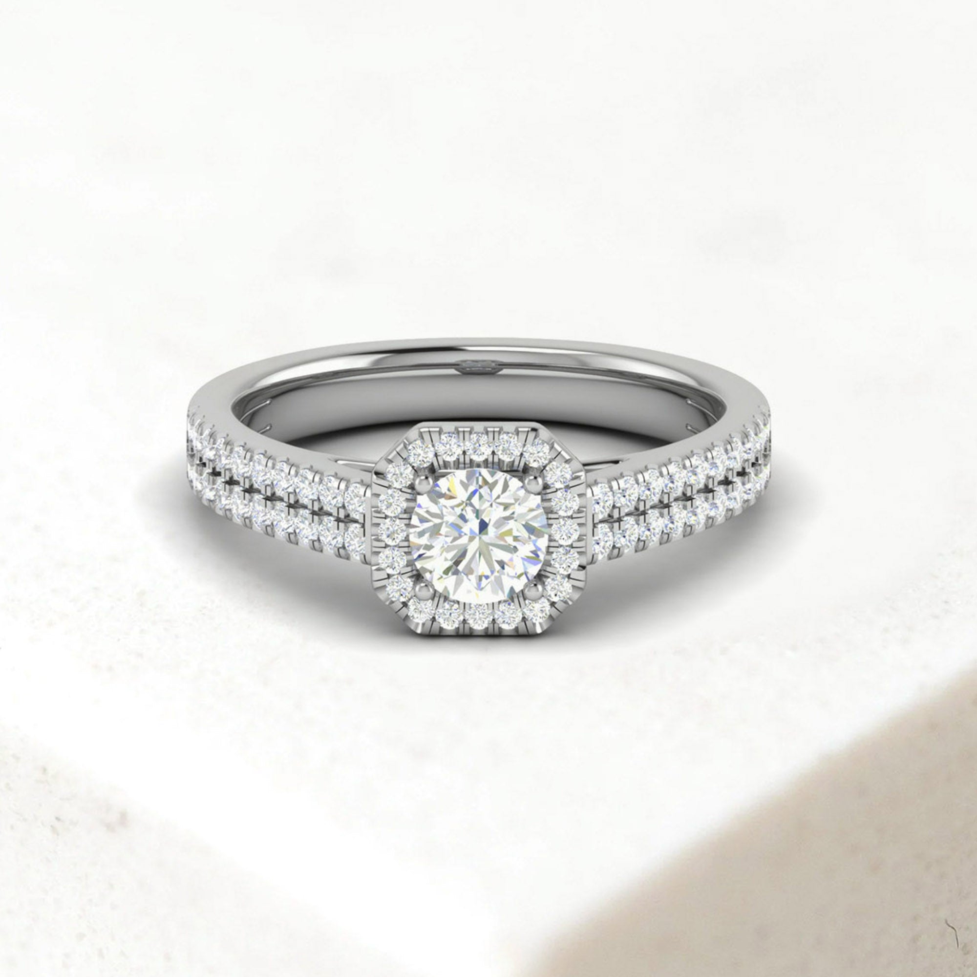 Sparkling Halo Proposal Ring