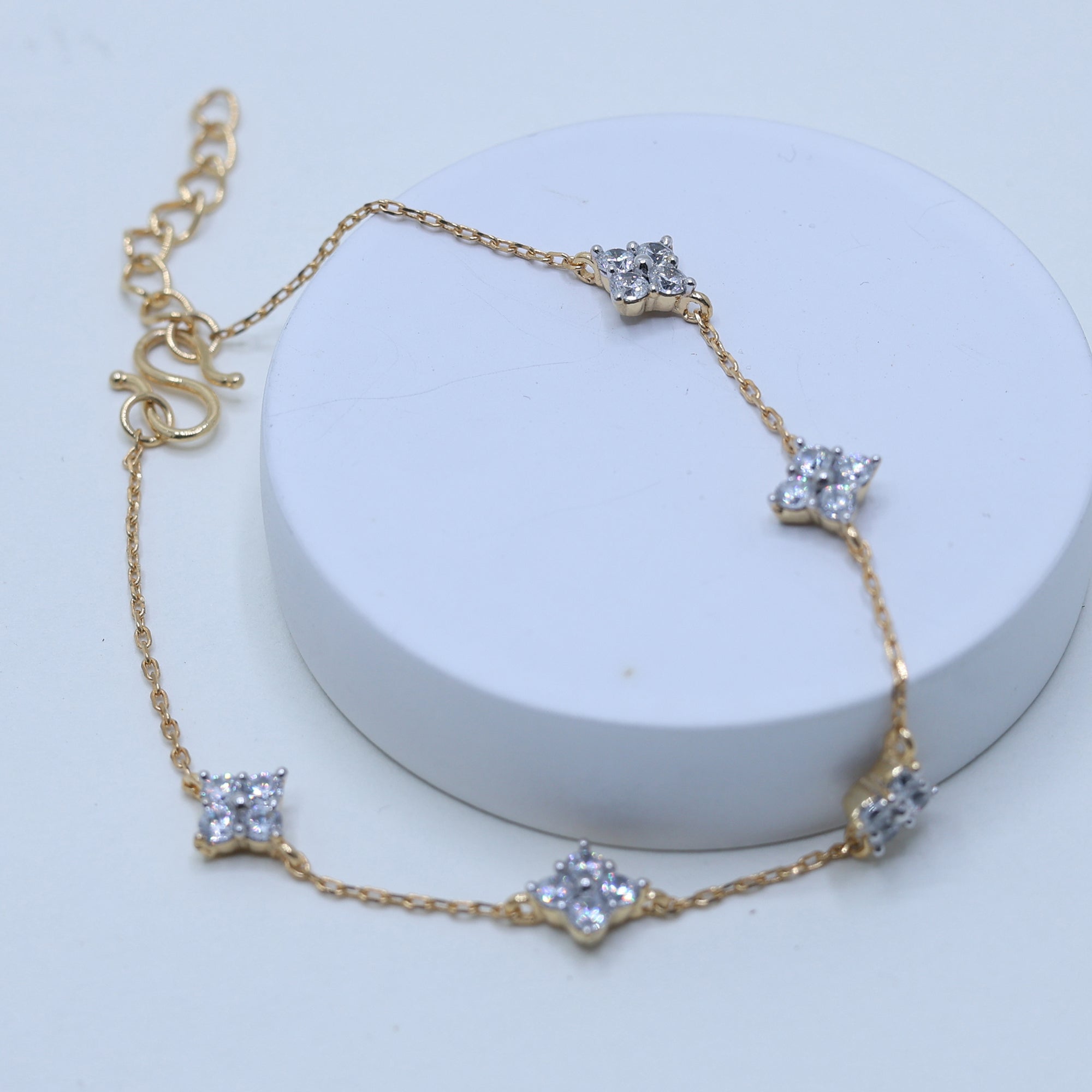 American Diamond Square Cluster Bracelet