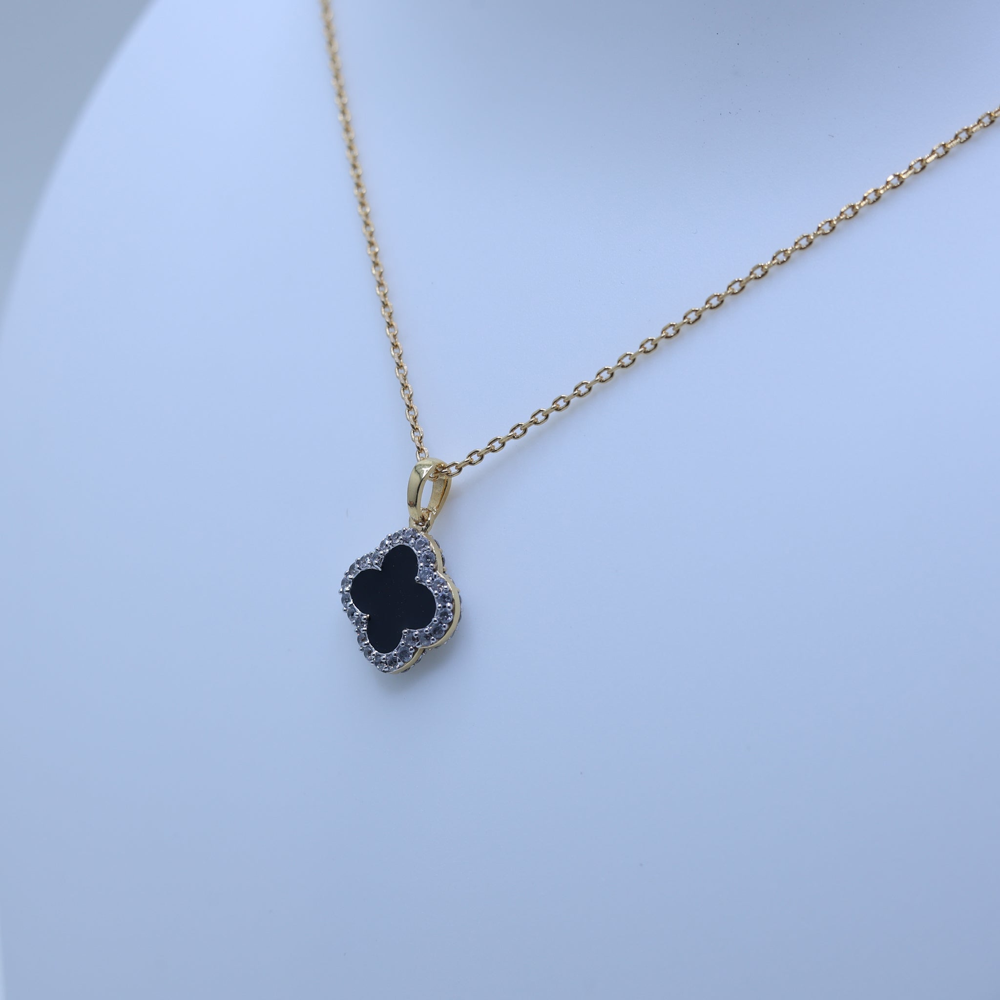Yellow Gold Plated Black Enamel Pendant