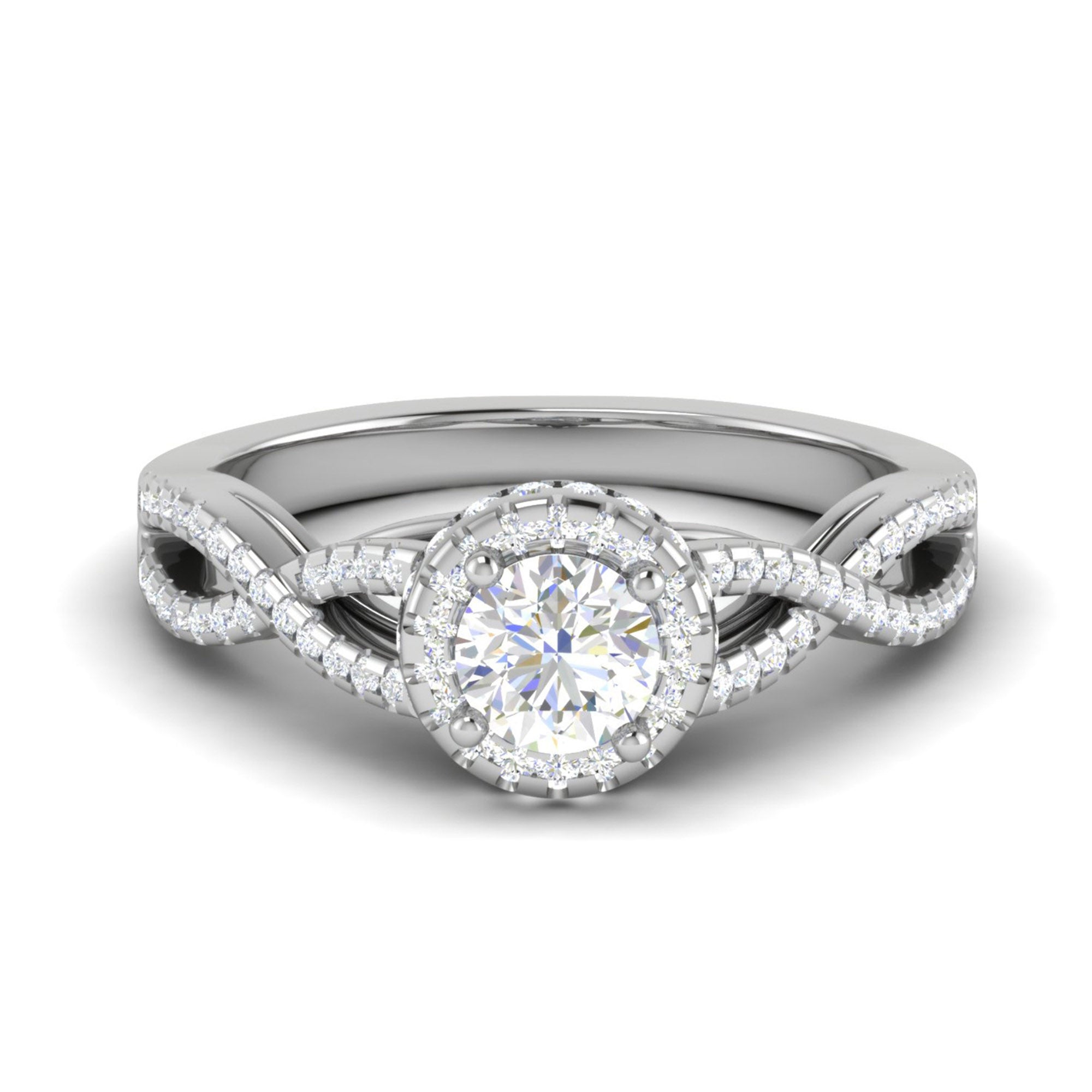White Gold Plated Crossover Halo Ring