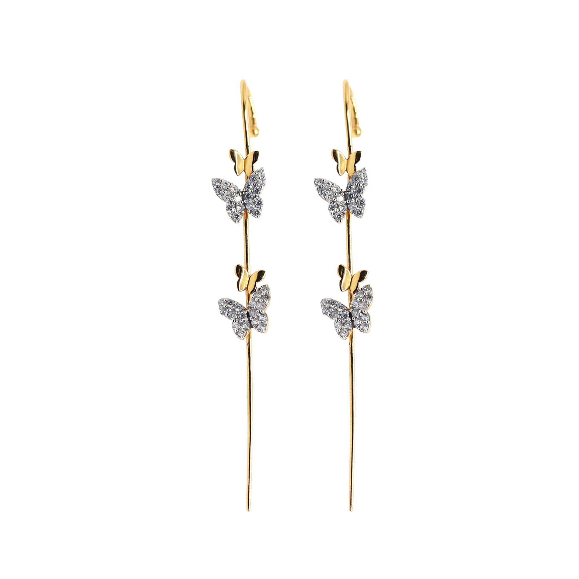 Dainty Butterfly Ear Climber Earrings