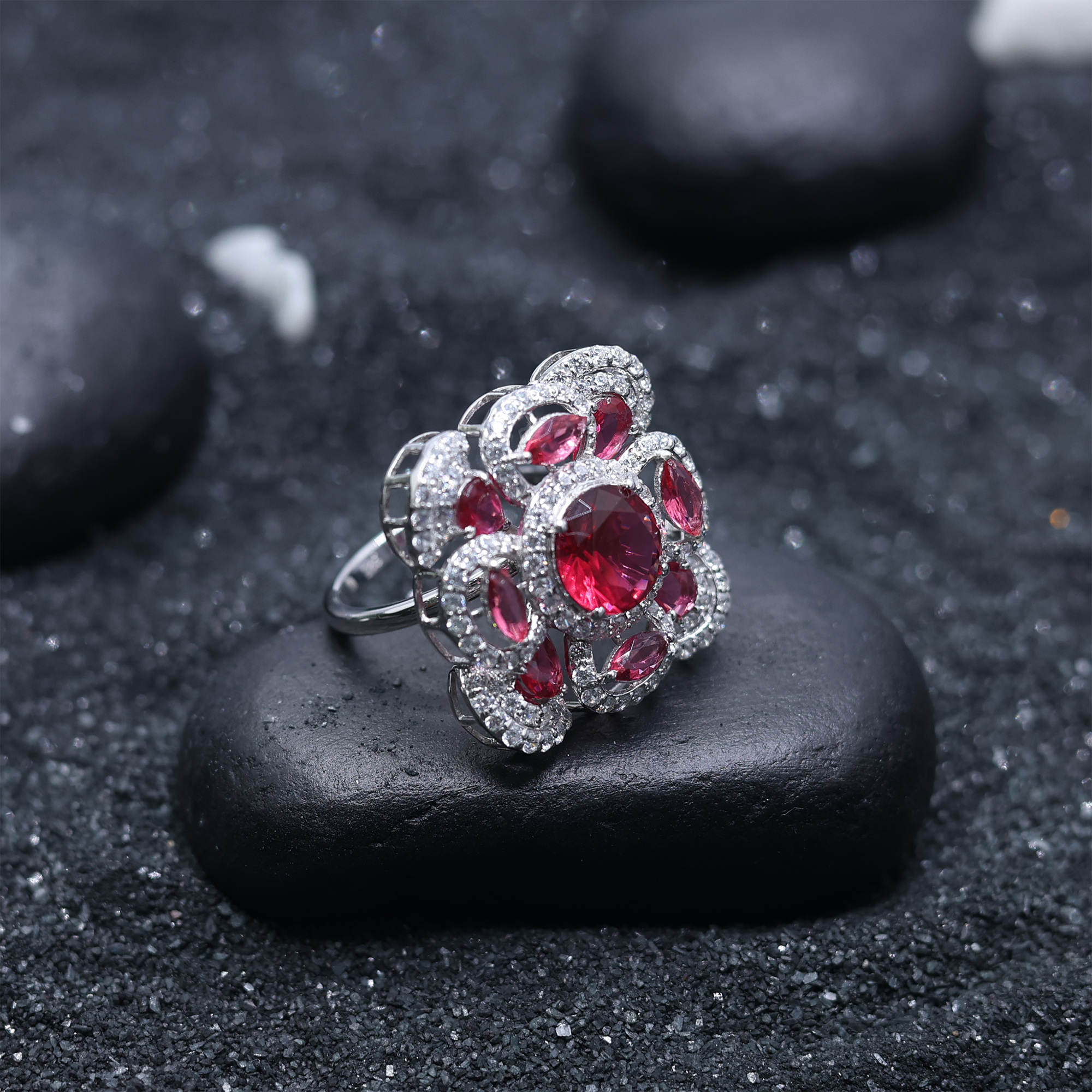 Imperial Ruby Flower Ring