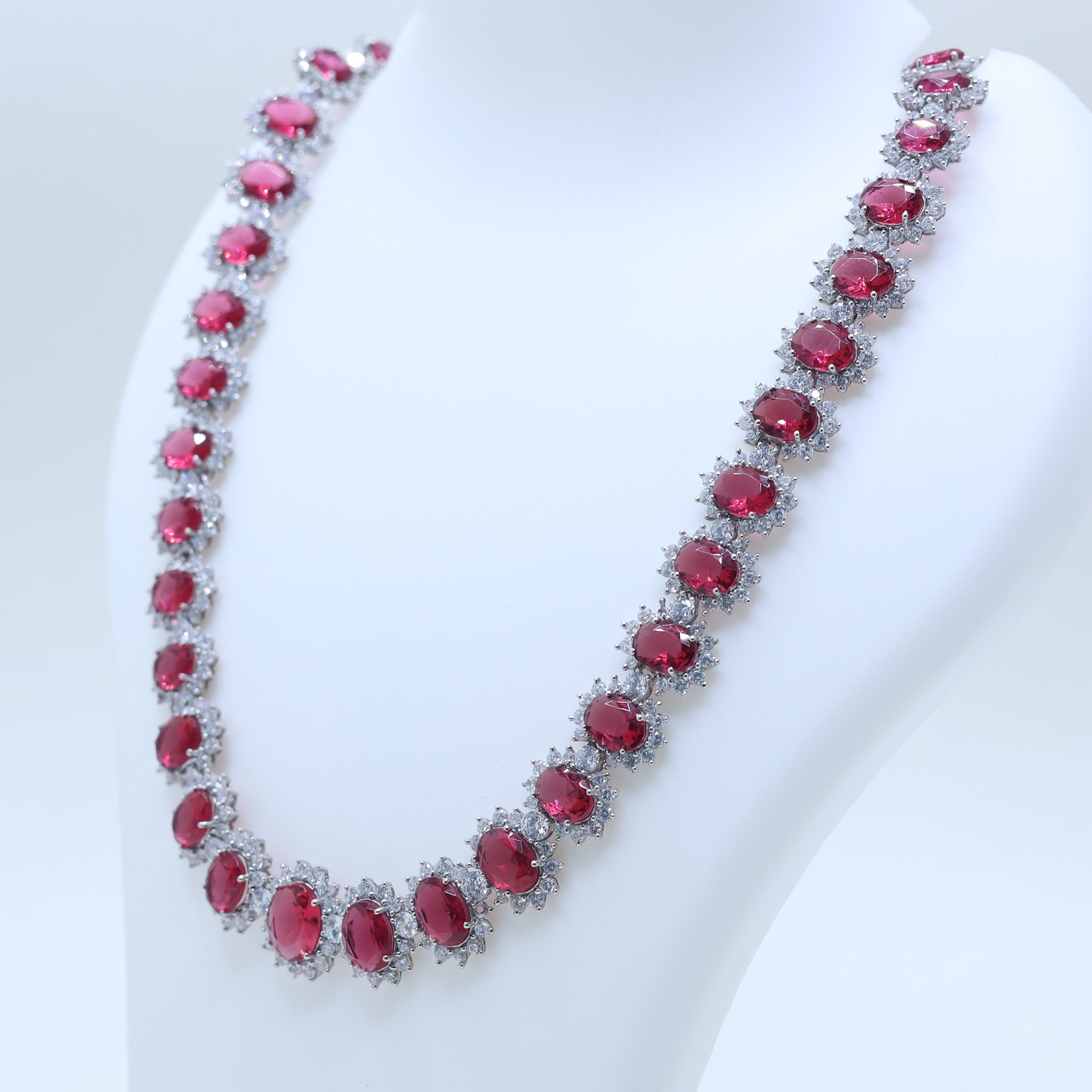 White Gold Ruby and Diamond Necklace