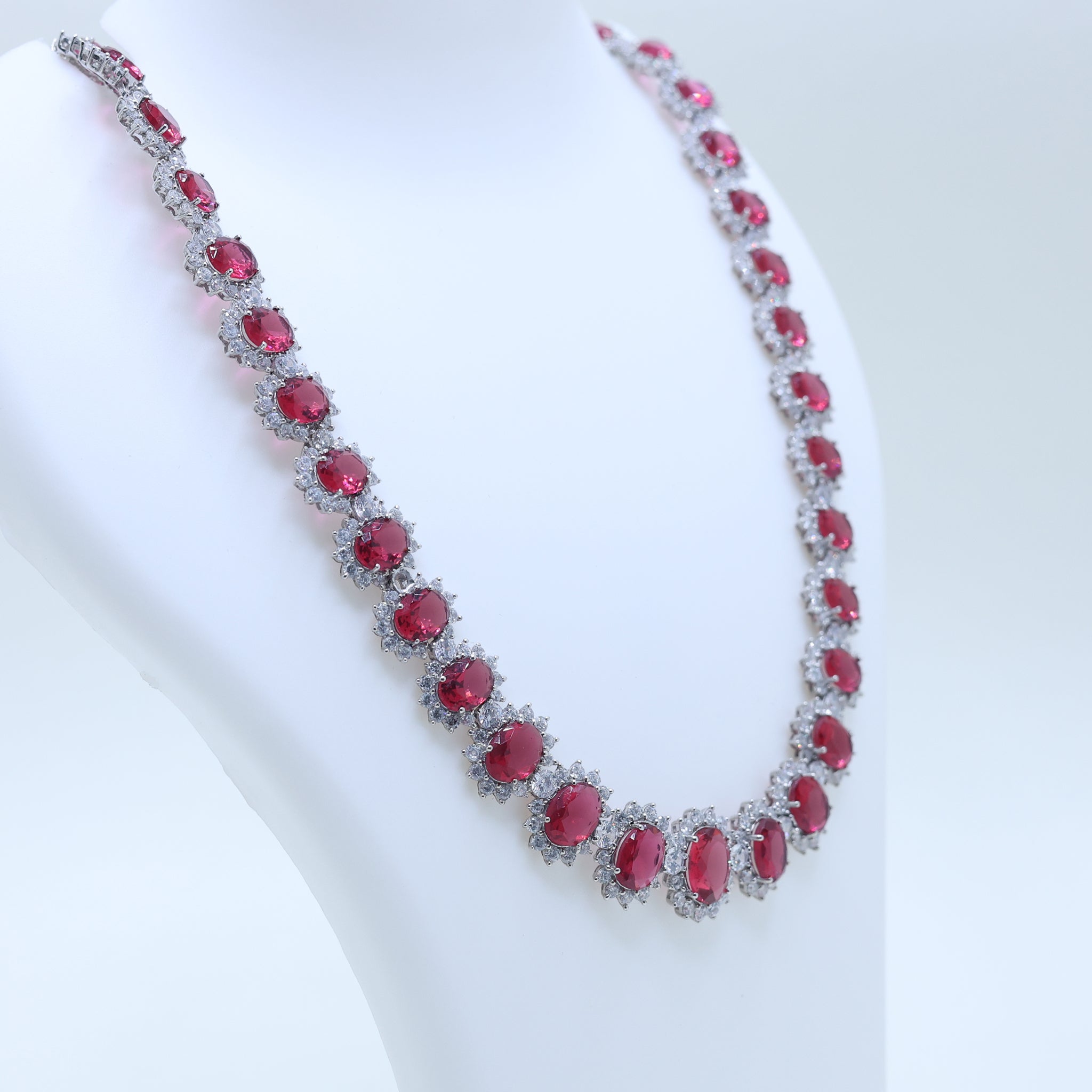White Gold Ruby and Diamond Necklace