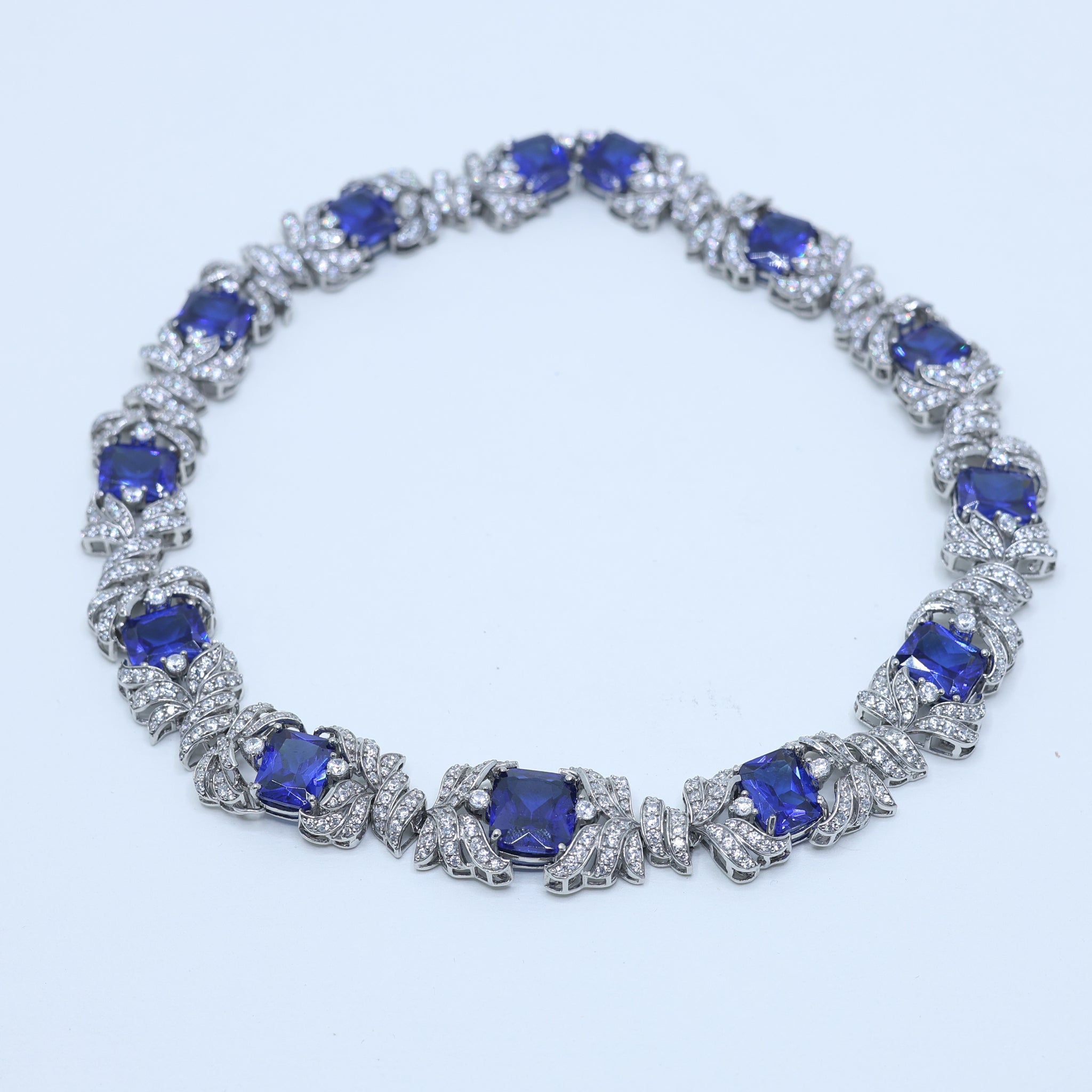 Elegant Blue Sapphire and Diamond Necklace