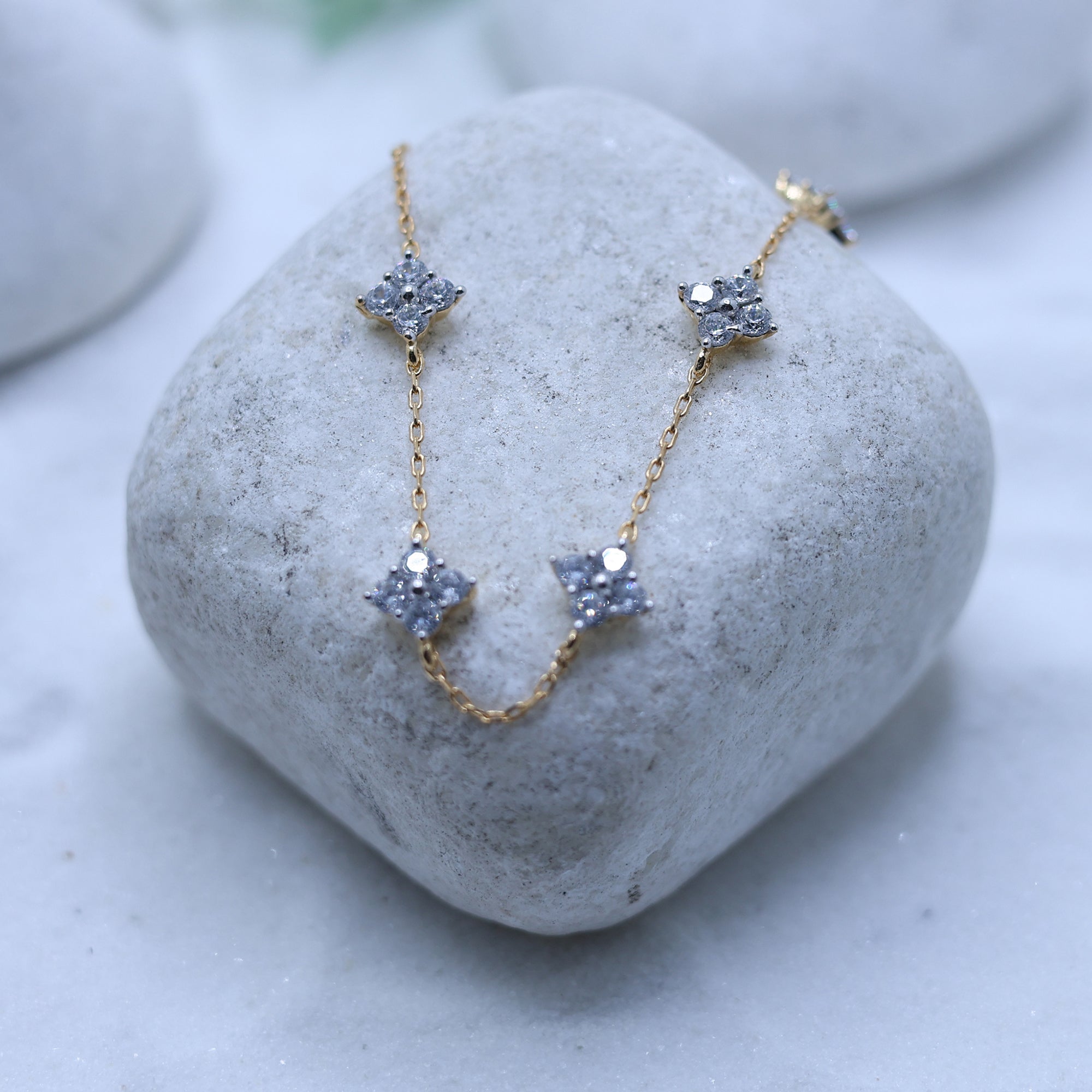 American Diamond Square Cluster Bracelet