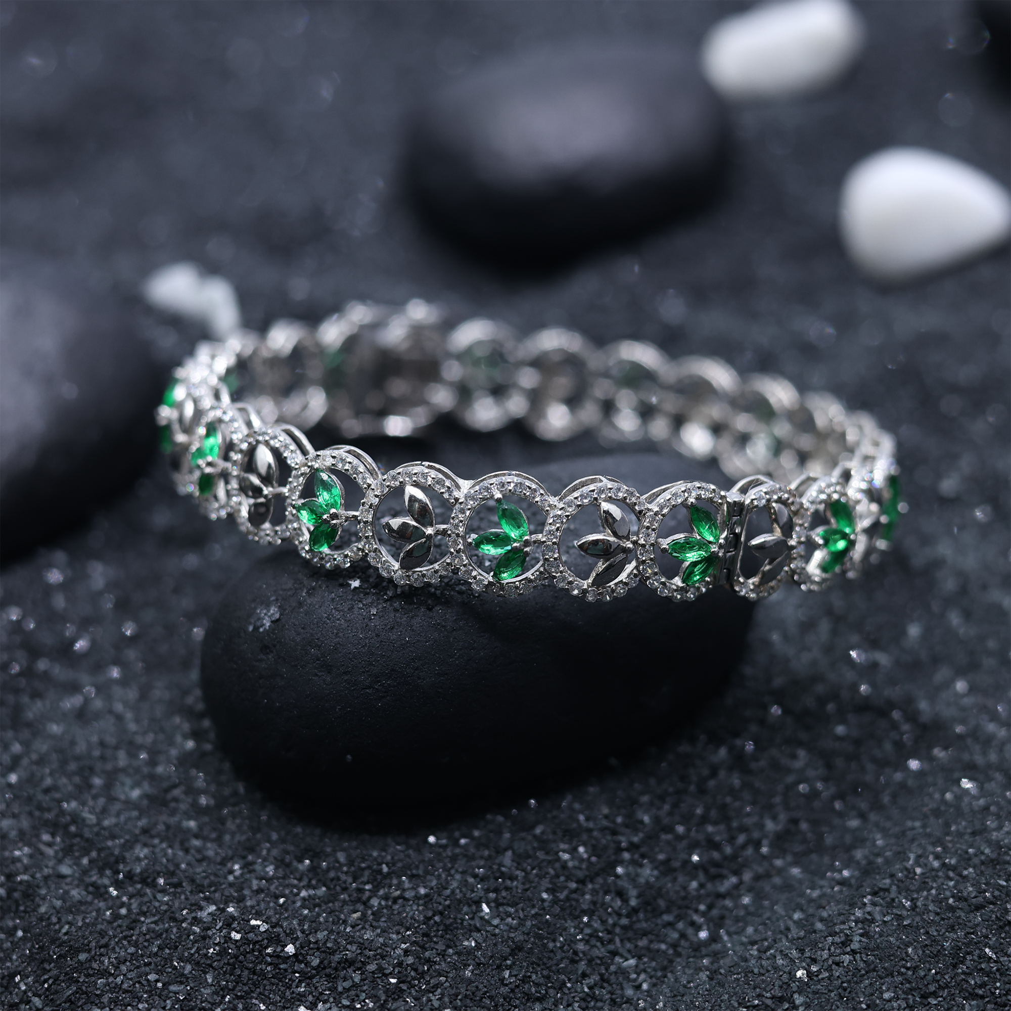 White Gold Paraiba Leaf Bracelet