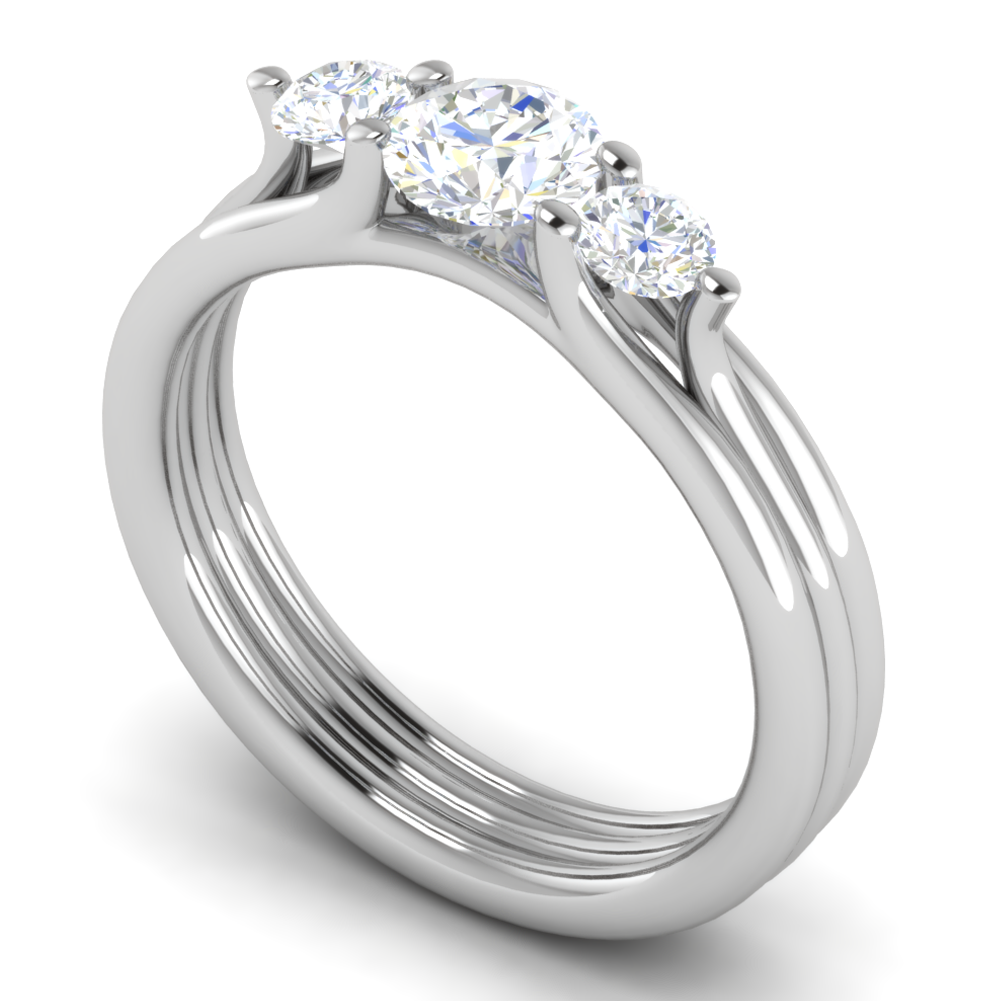 Elegant Three Stone Adjustable Ring