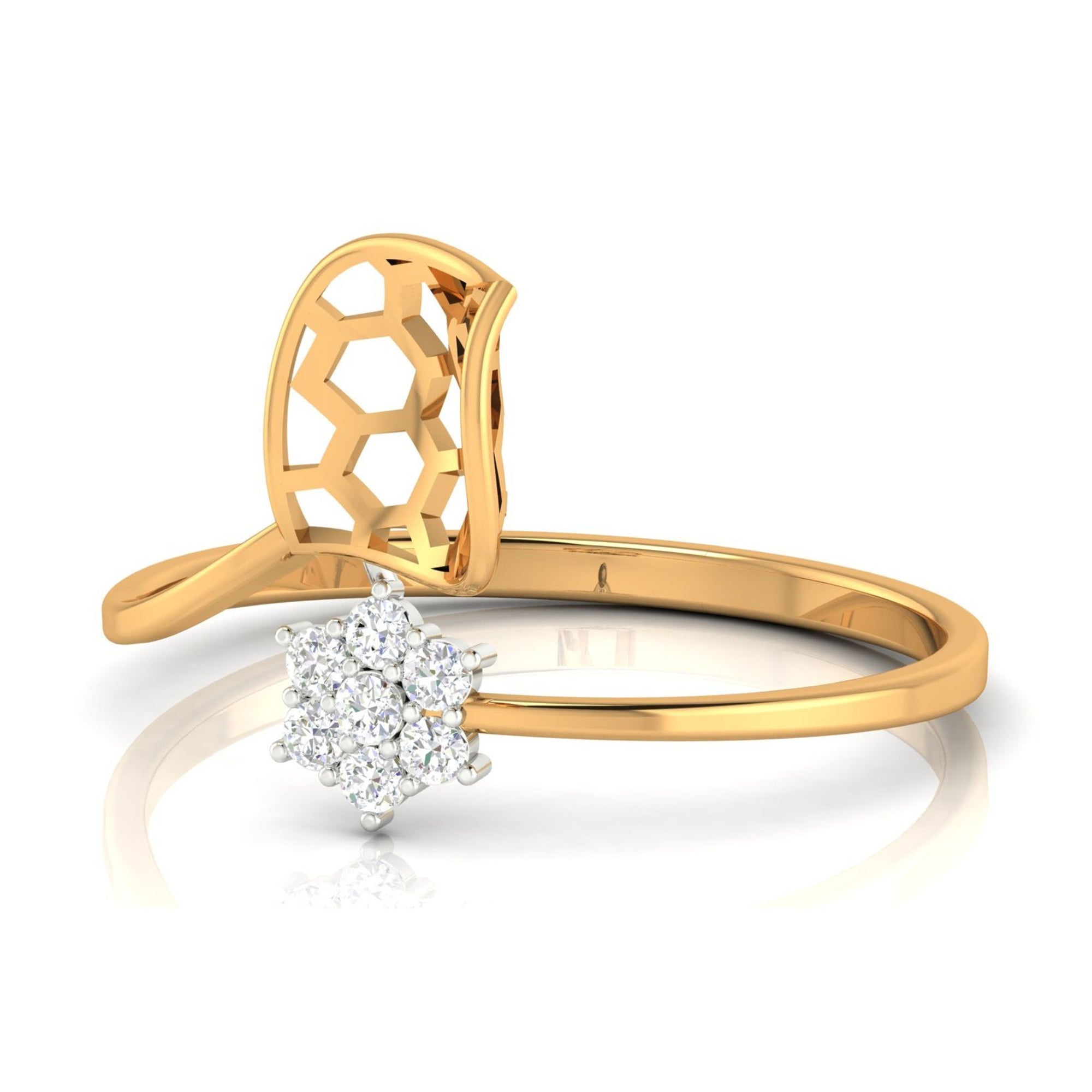 Honeycomb Floral Leaf Ring