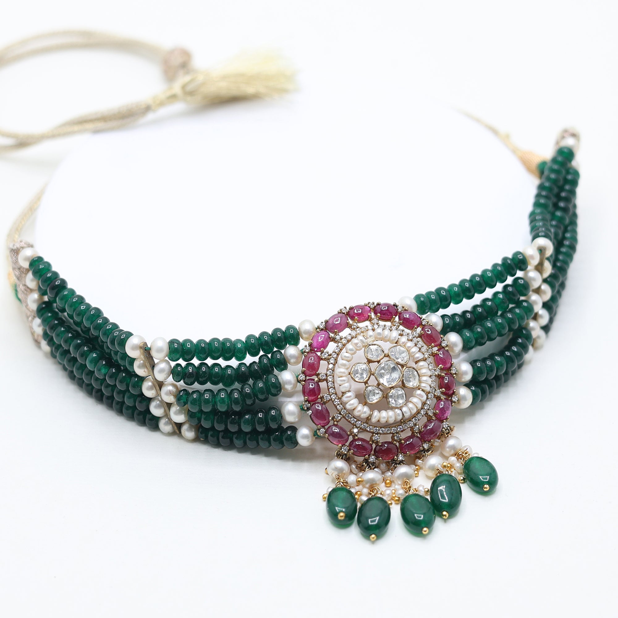 Ethnic Polki Bead Choker Necklace