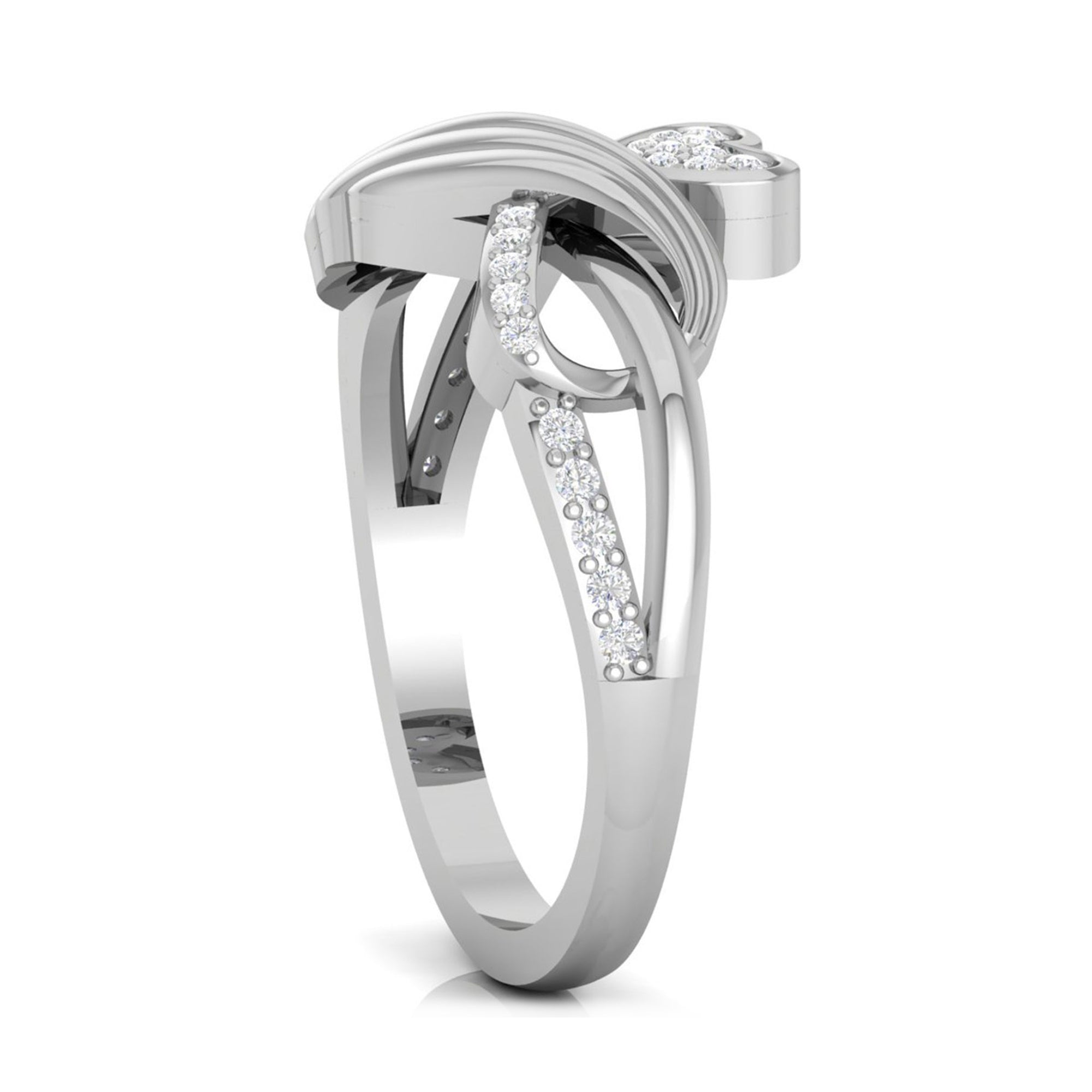 Sterling Silver Crossover Heart Ring